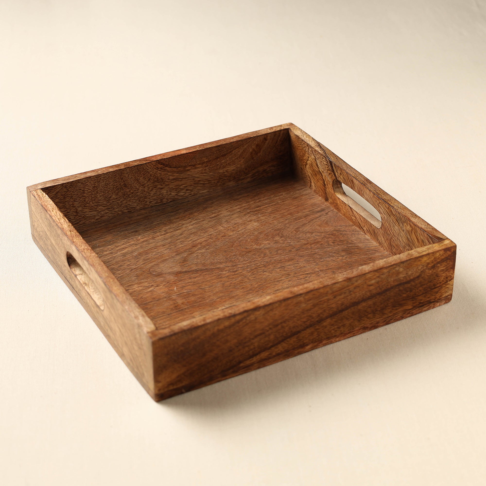 HAVELI CHRONICLES Brown - Handcrafted Mango Wooden Serving Tray (10 x 10 in)