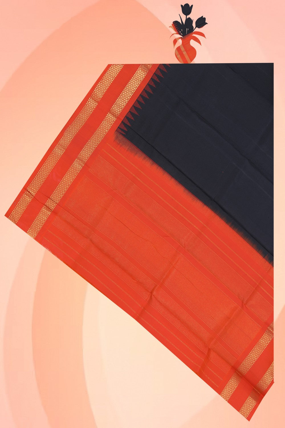 Kalanjali Gadwal Silk Black Dupatta