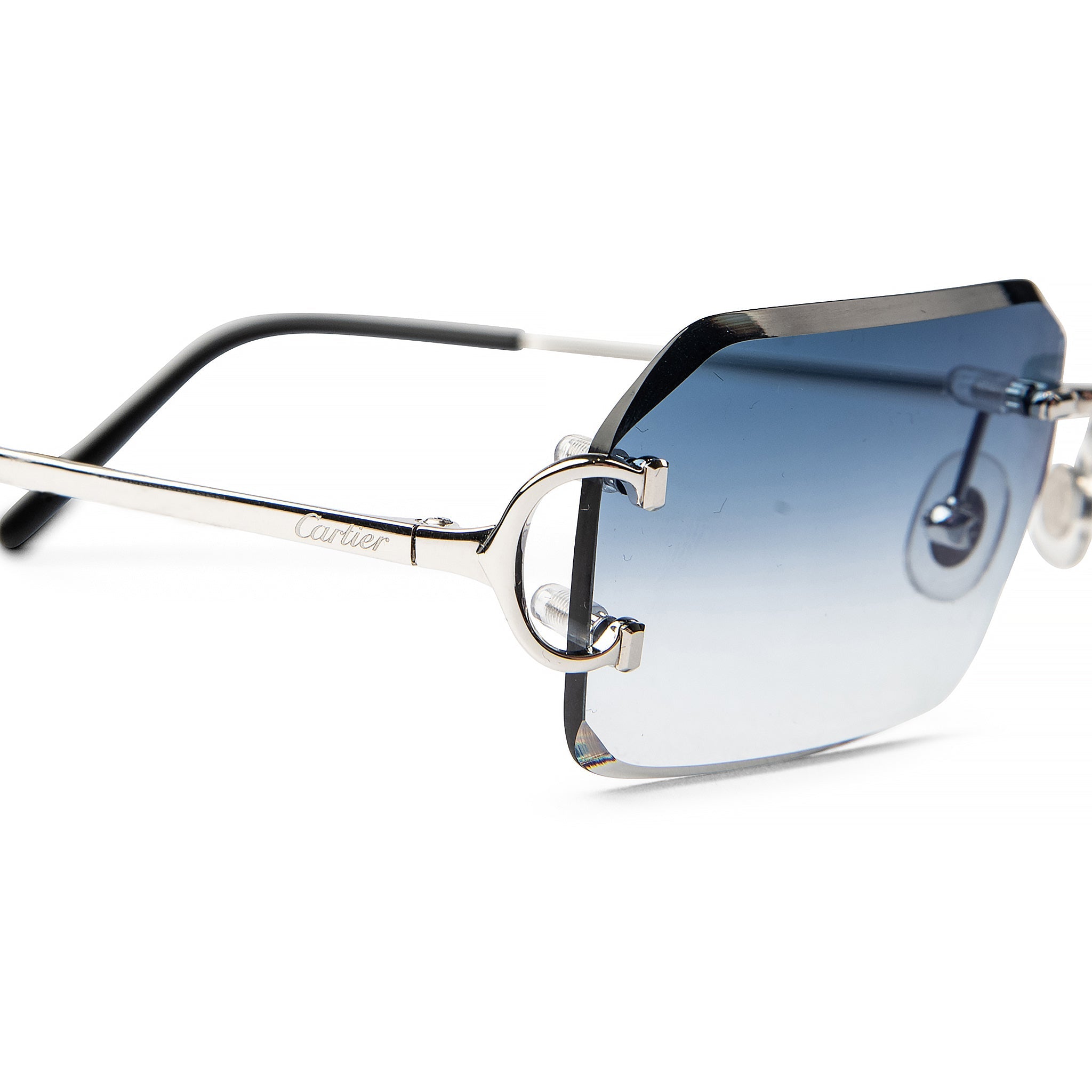Cartier Eyewear Custom CT0092O-002 C Decor Silver Blue Rimless Sunglasses - view 4