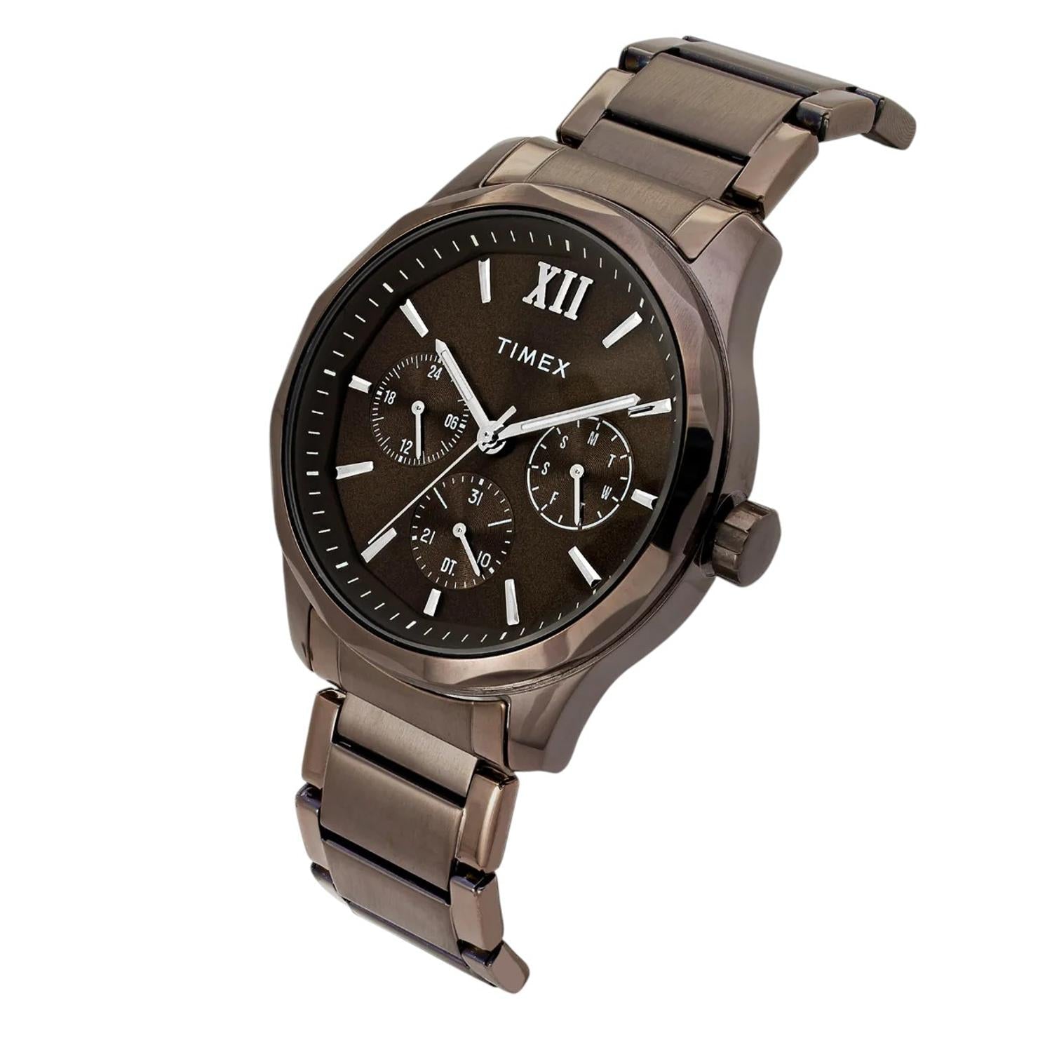 Timex Fashion Men Quartz Brown Dial Multi-Function Stainless Steel Watch TW0TG7636 - view 2