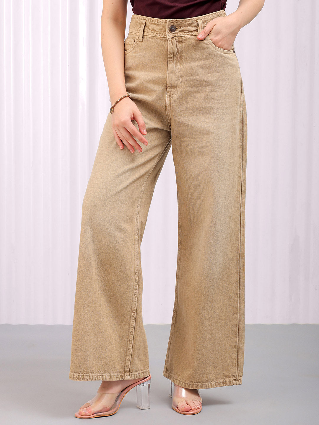 Freehand By The Indian Garage Co Women's Solid Bootcut High Rise Five Pocket Jeans - view 3