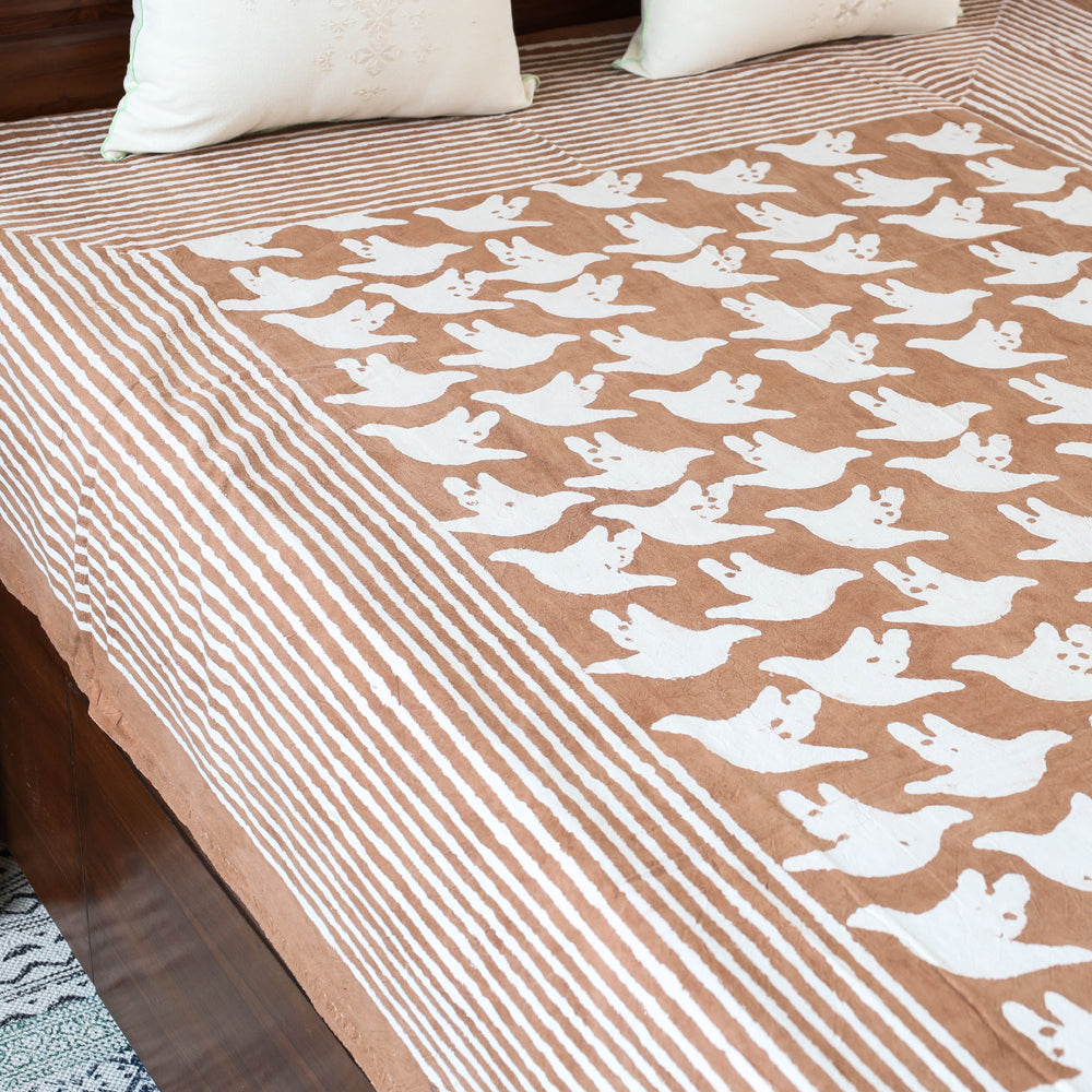 BINDAAS UNLIMITED Brown - Block Art Print Cotton Single Bindaas Bed Sheet (93 x 60 in) - view 4