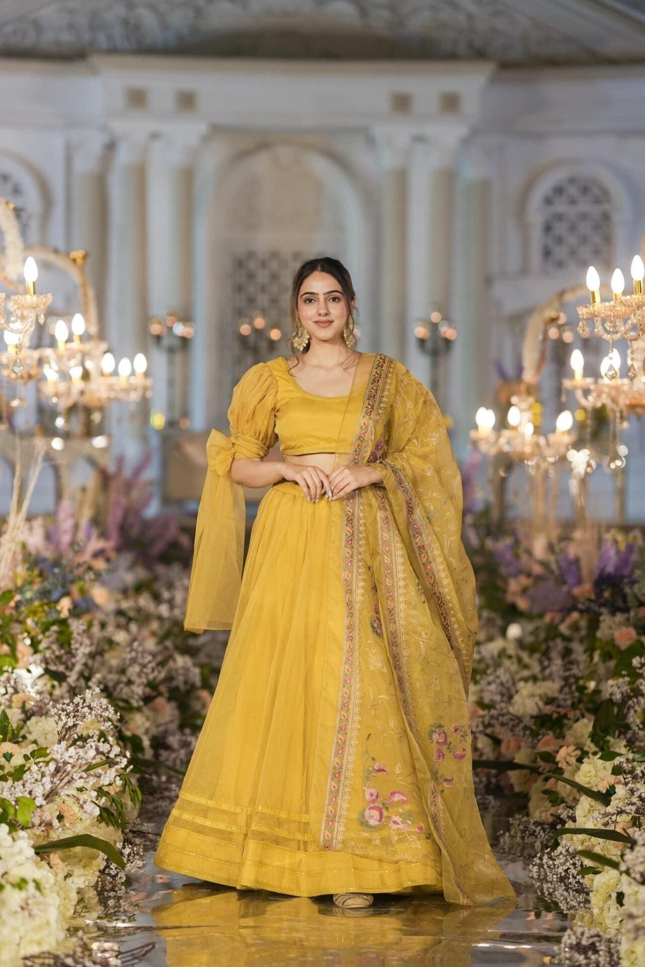 Idaho-o Sianni Yellow ORGANZA LEHENGA SET – Women's