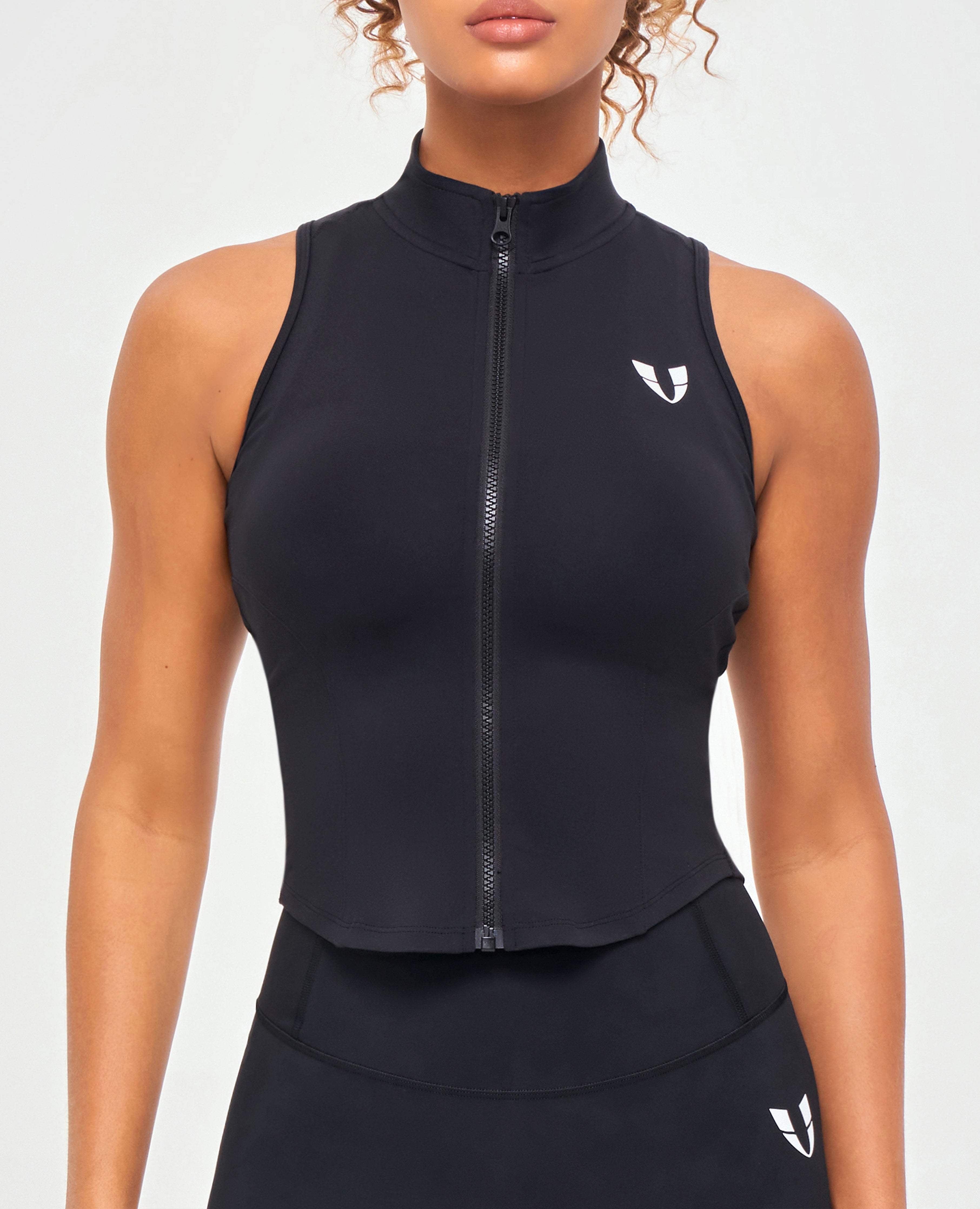 FIRM ABS ZIP TANK TOP - Black