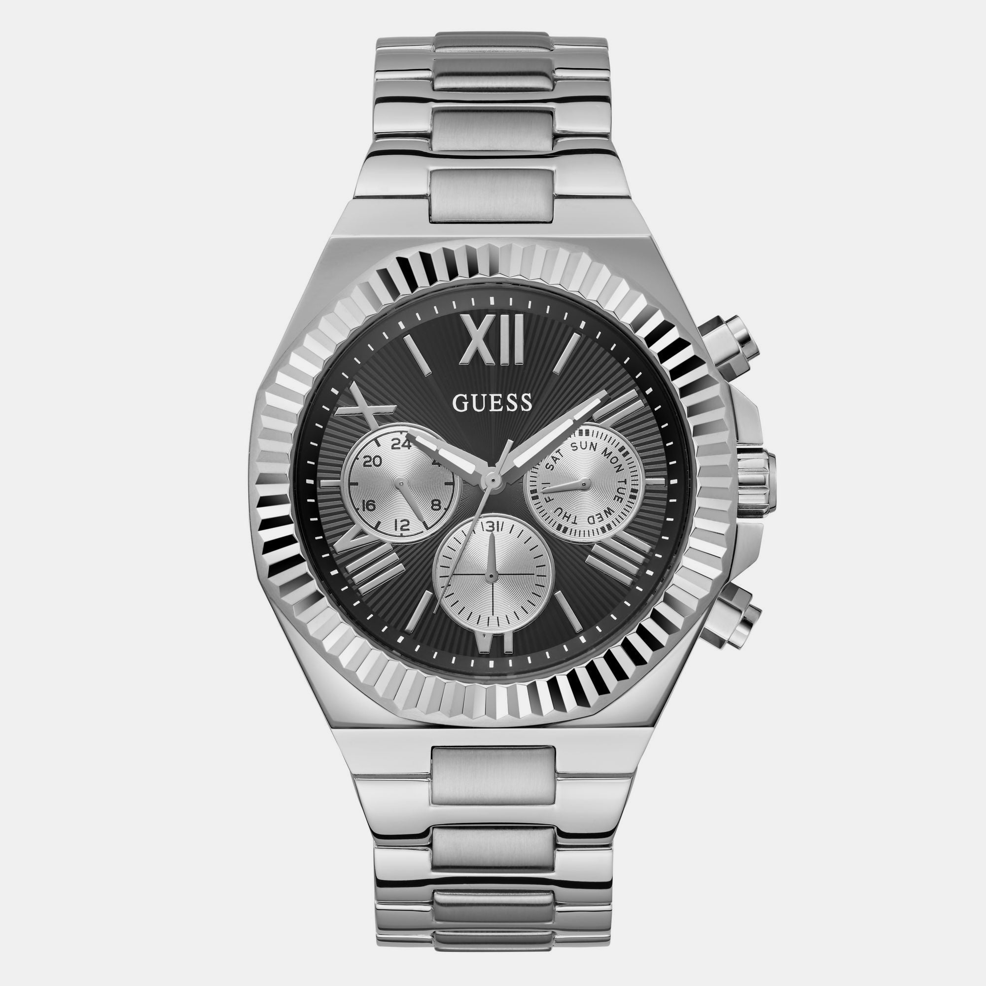 Guess Dress Men Quartz Black Dial Multi-Function Stainless Steel Watch GW0703G1