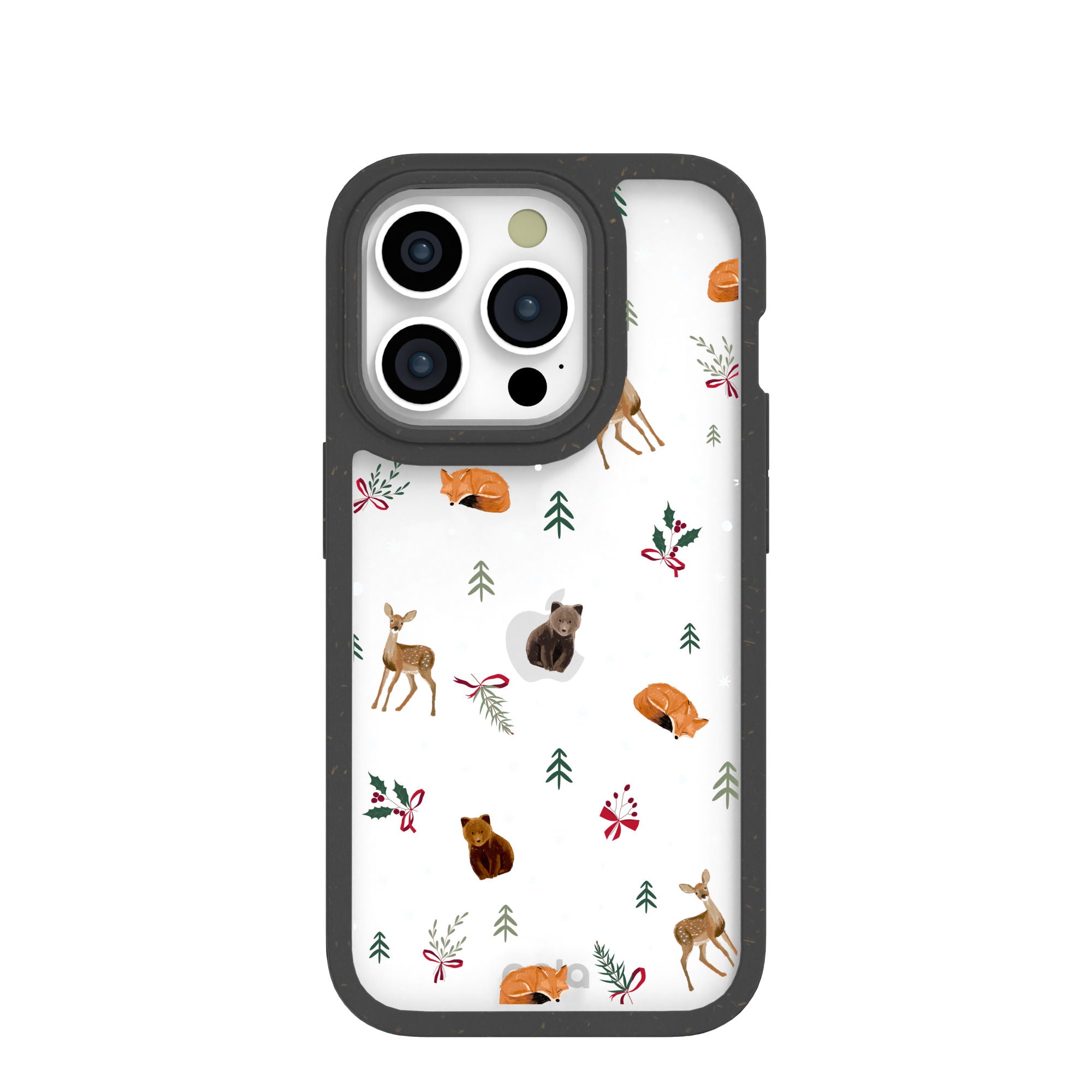 BlackTree Clear Winter Woodland iPhone 15 Pro Case With Black Ridge