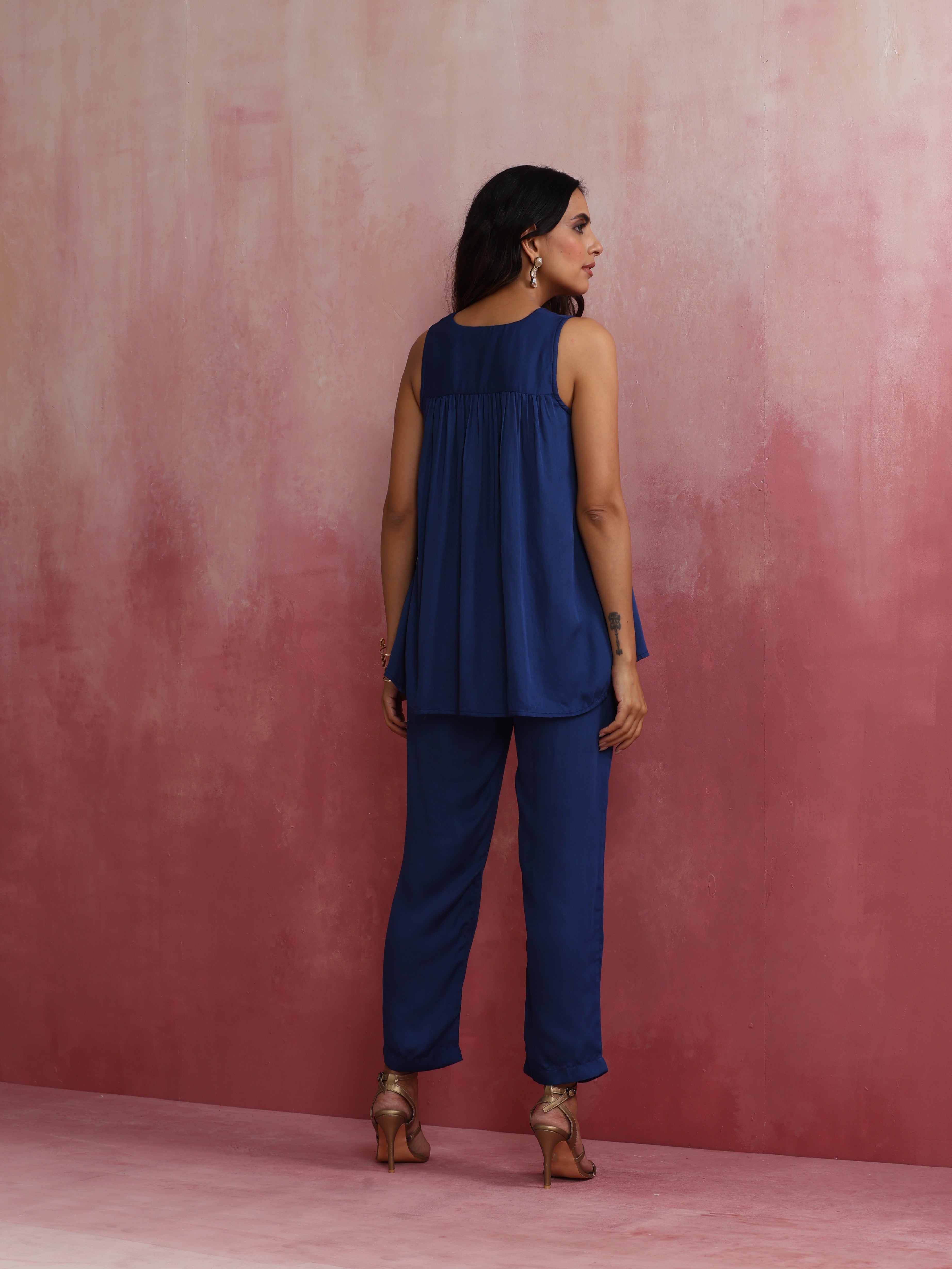trueBrowns Blue Modal Flared Co-ord Set - view 5