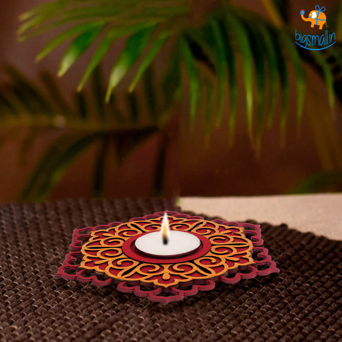 Bigsmall_cc Decorative Wooden Tea Light Holder - Set of 2 - view 5