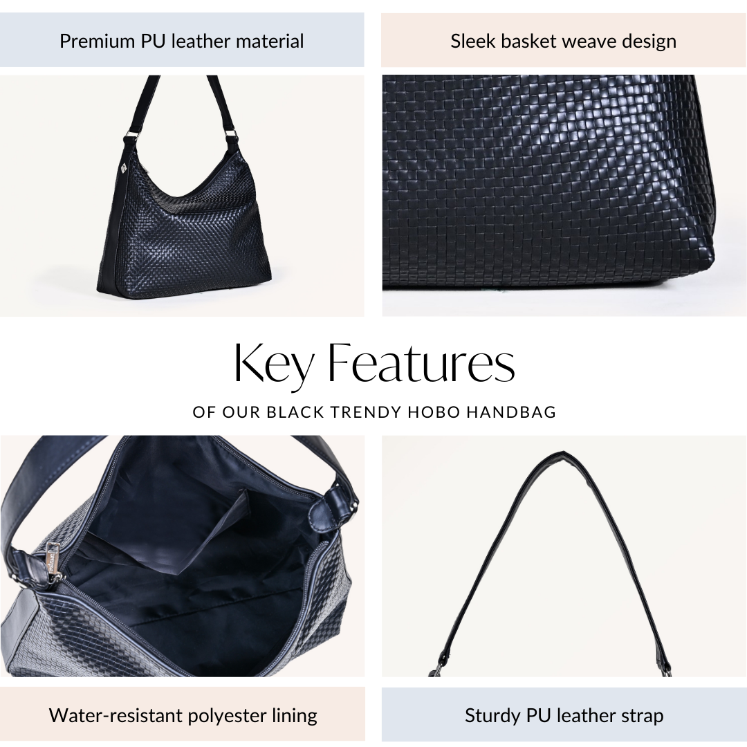 Nestasia Black Soi Trendy Hobo Handbag - view 5
