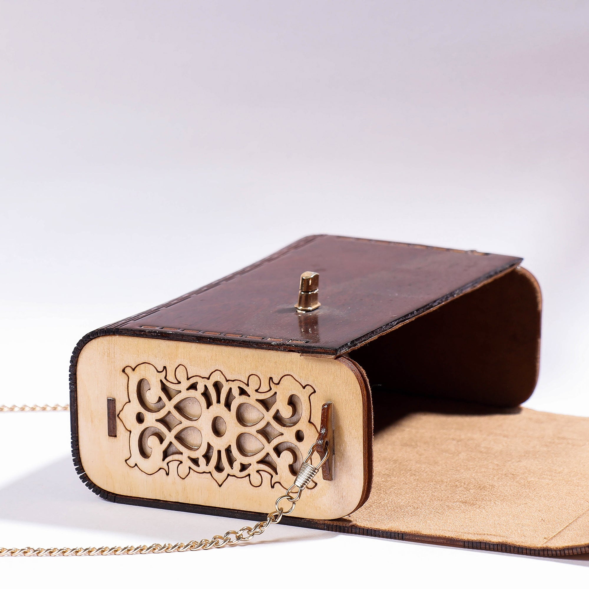 NABARD - ARTISAN CONNECT Brown - Handcrafted Birch Wooden Sling Bag - view 4