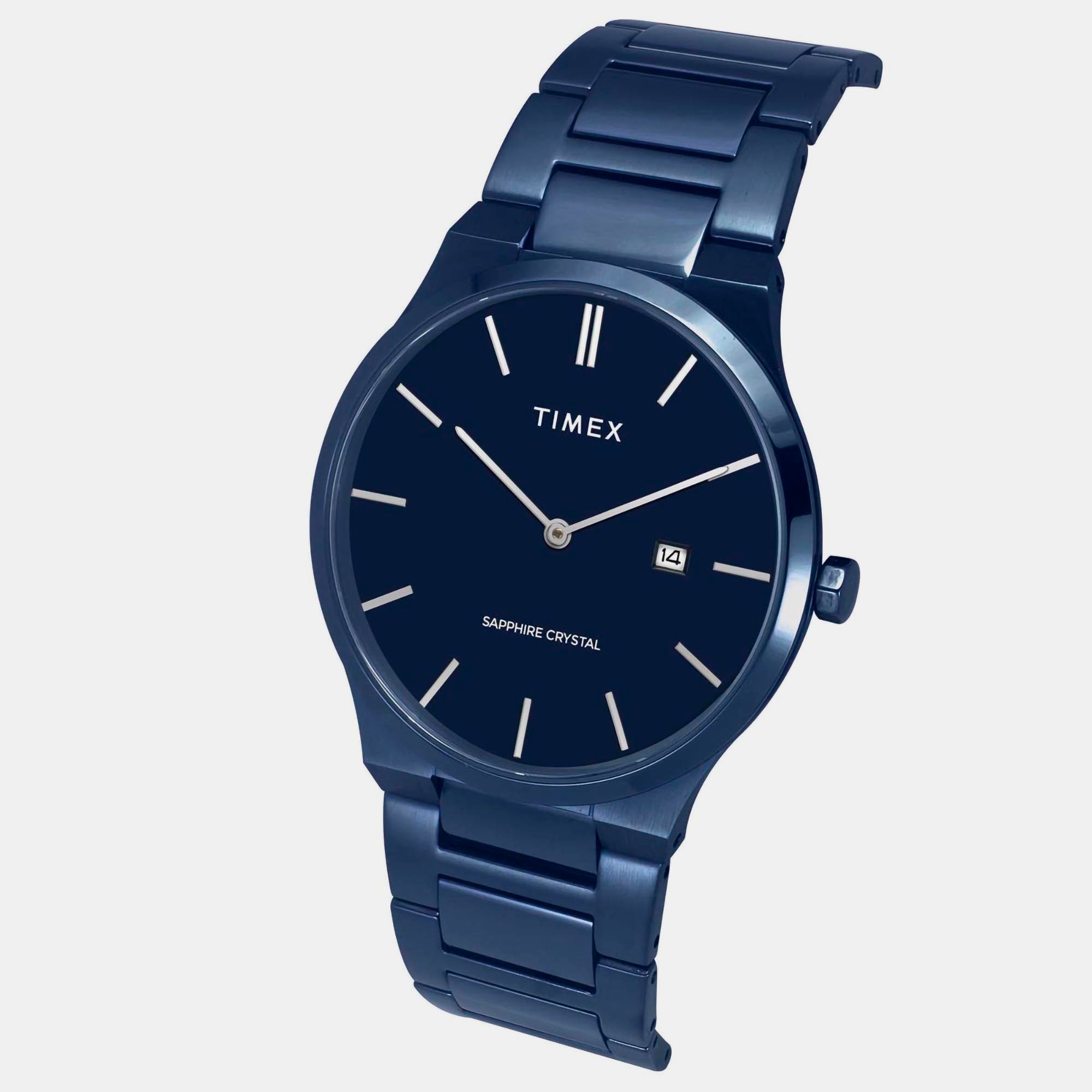 Timex E Class Men Quartz Blue Dial Analog Stainless Steel Watch TWEG23602 - view 2