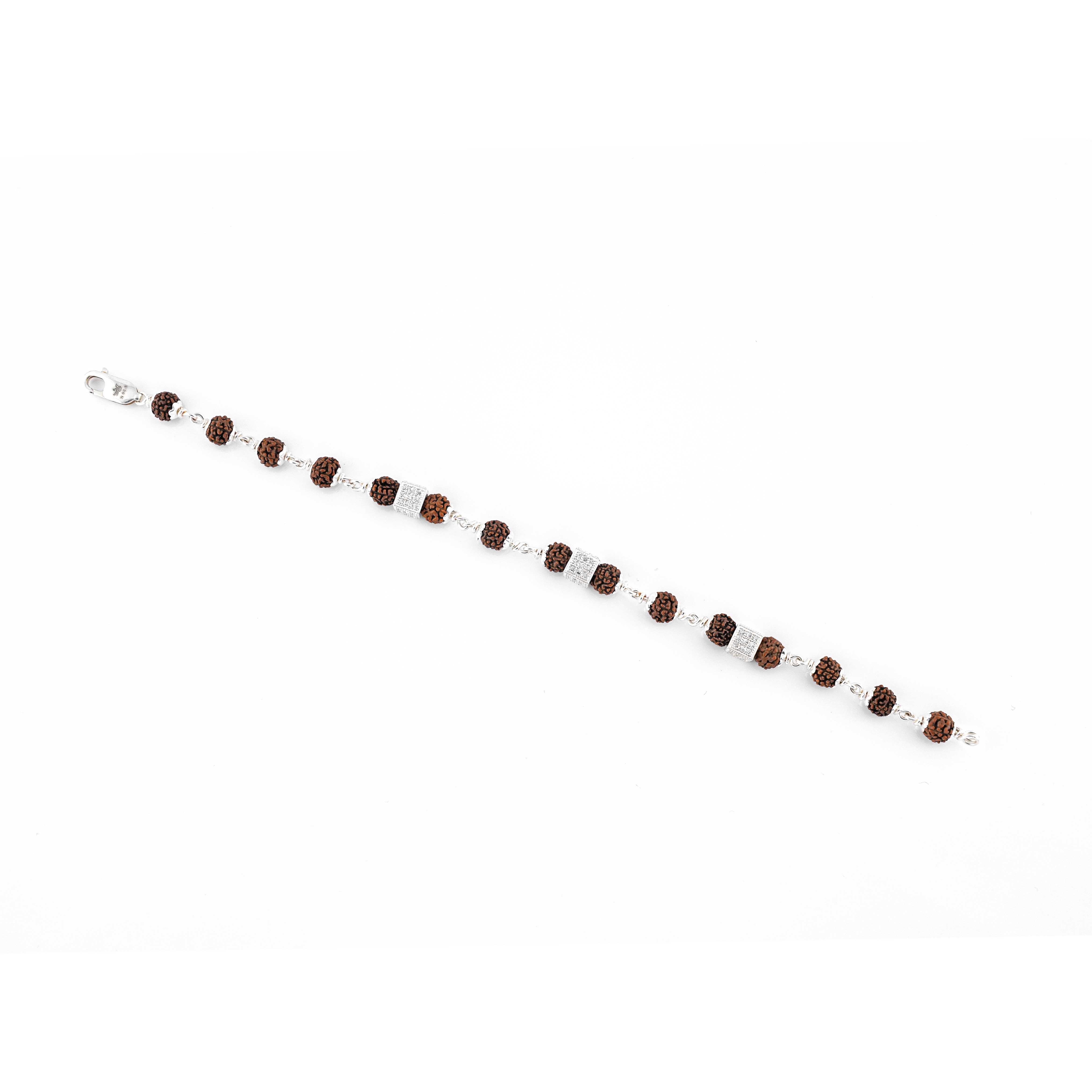 Prinjal Jewellers Single Line Rudraksha Silver Rakhi - view 5