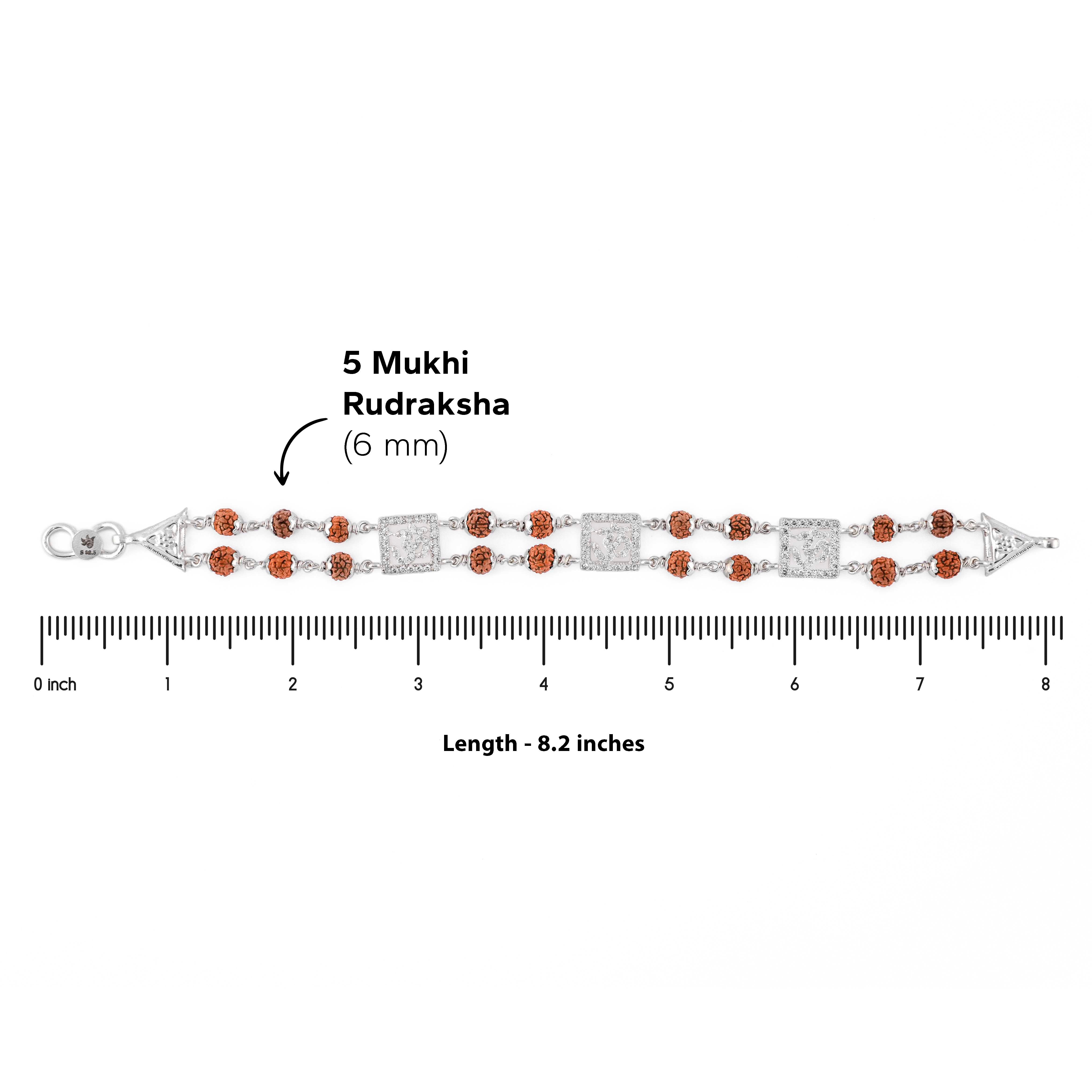 Prinjal Jewellers Silver Rakhi with Rudraksha and Three Om, Double Line Design - view 7