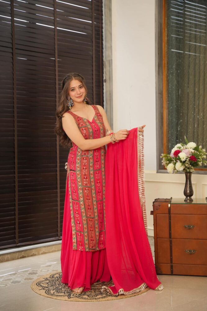 Idaho-o Chitra bright kurta-palazzo set - view 3