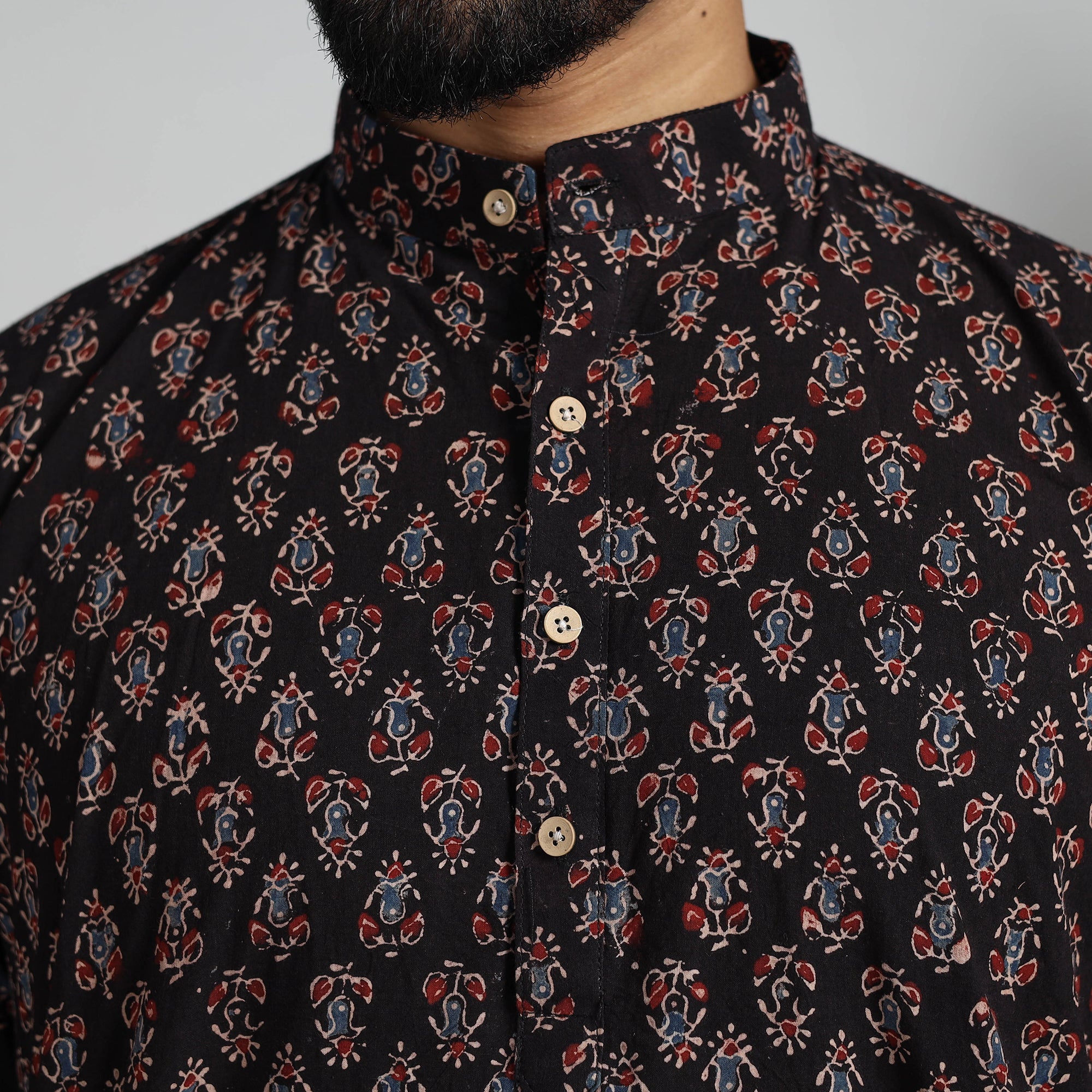 ITOKRI CASUALS Ajrakh Block Printed Cotton Men Long Kurta 17 - view 6
