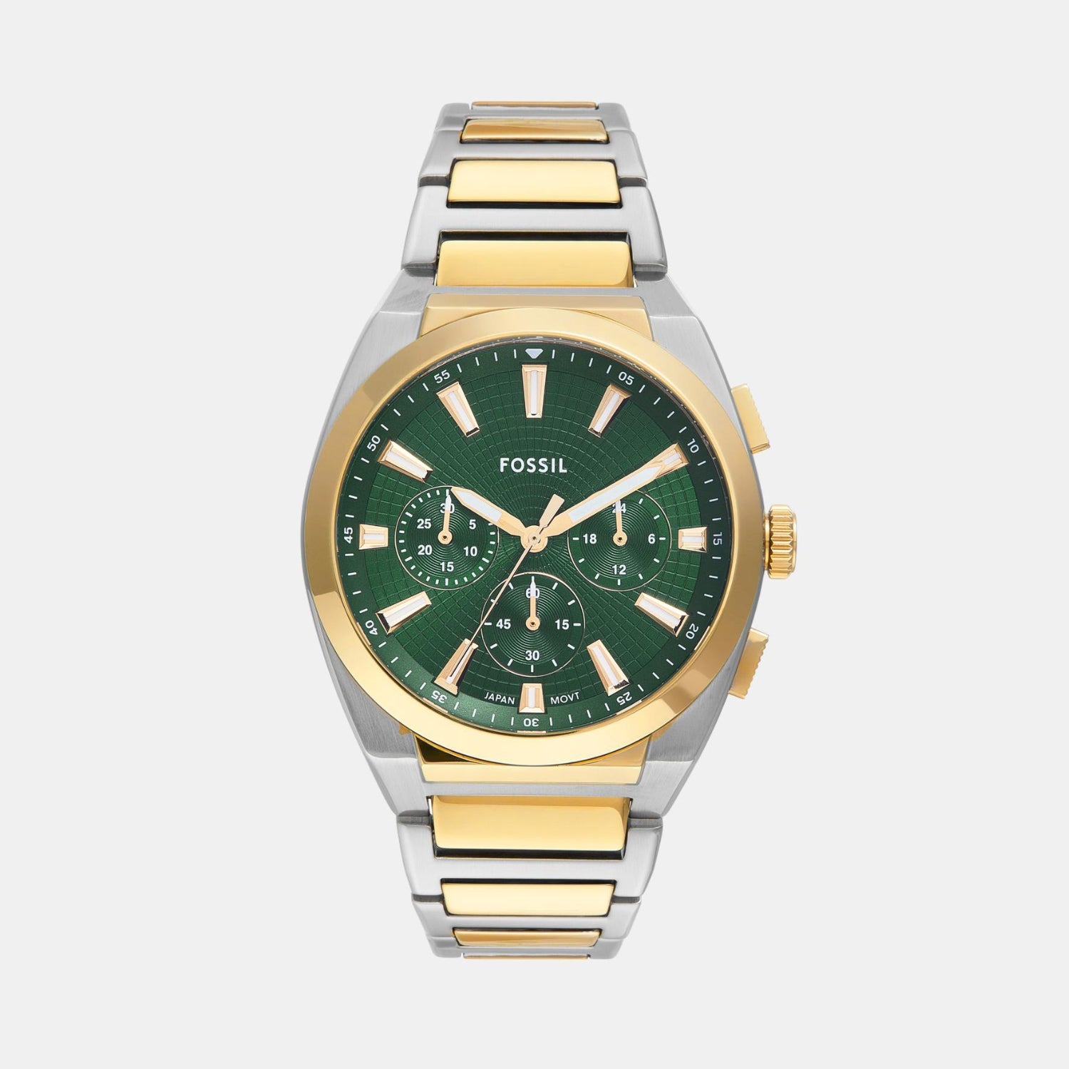 Fossil Everett Men Quartz Green Dial Chronograph Stainless Steel Watch FS6106