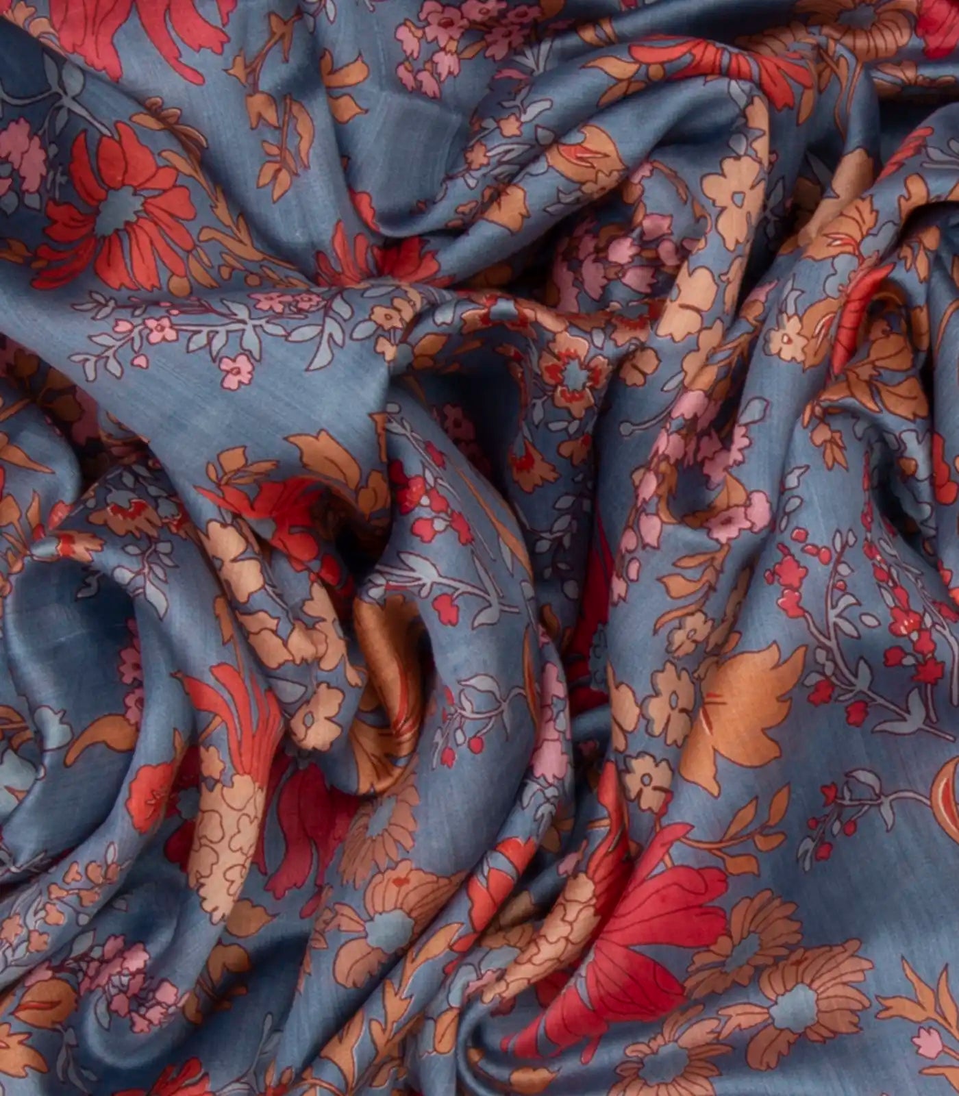 RmKV Grey Blended Cotton Saree With Floral Motifs-Grey - view 3