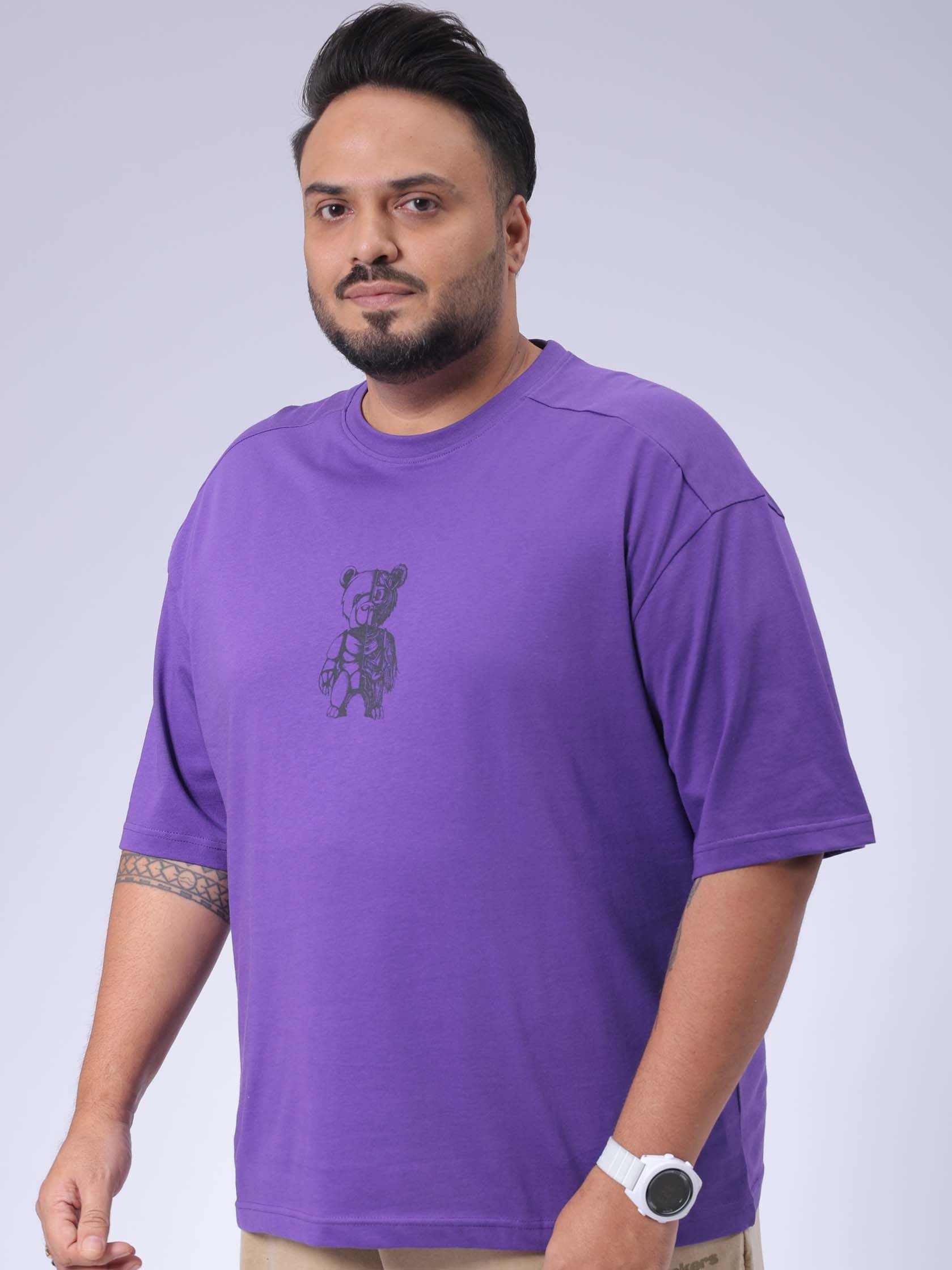 HARDSODA Men's Plus Size Purple Relaxed Fit Printed T-Shirt - view 3