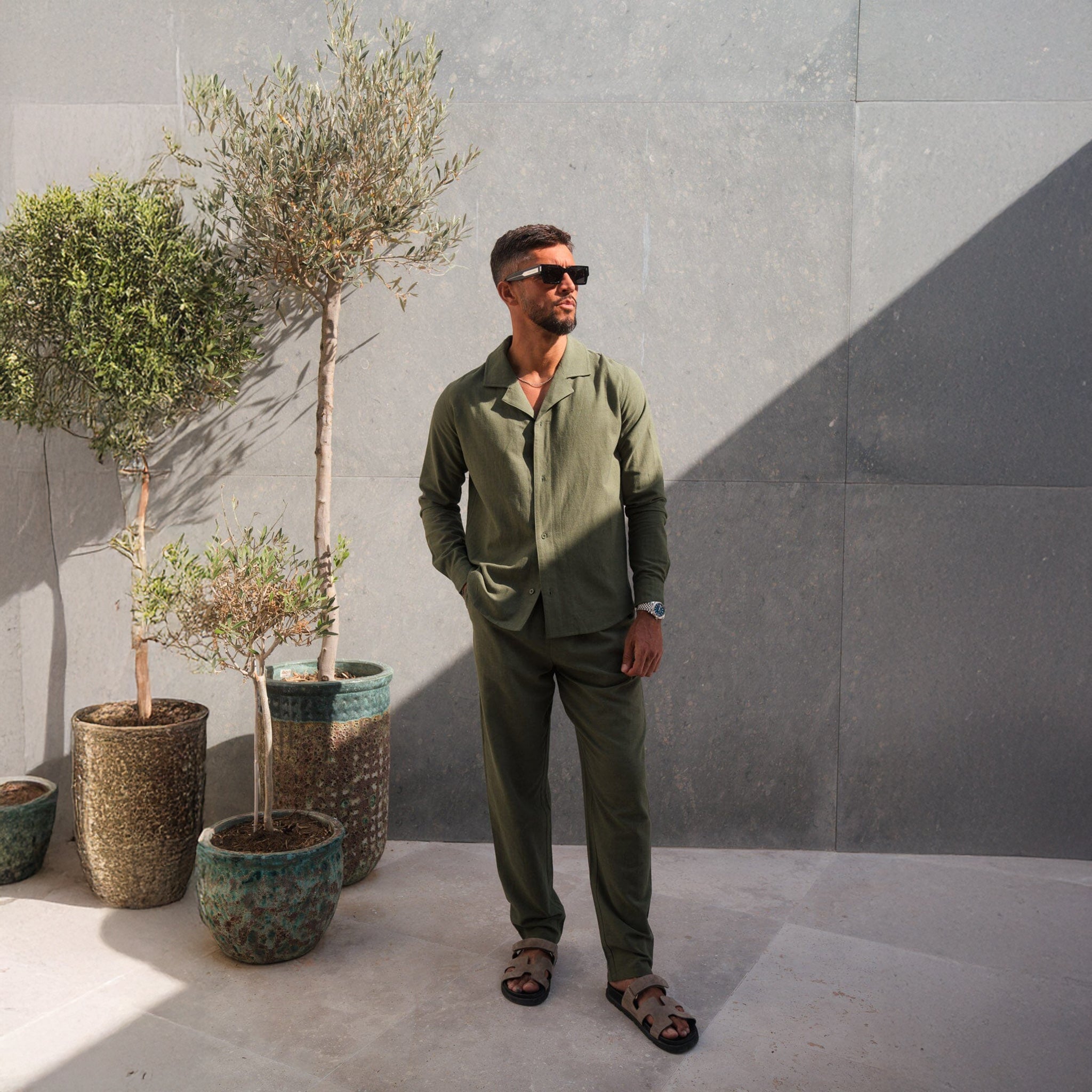 Belier Olive Linen L/S Shirt - view 2