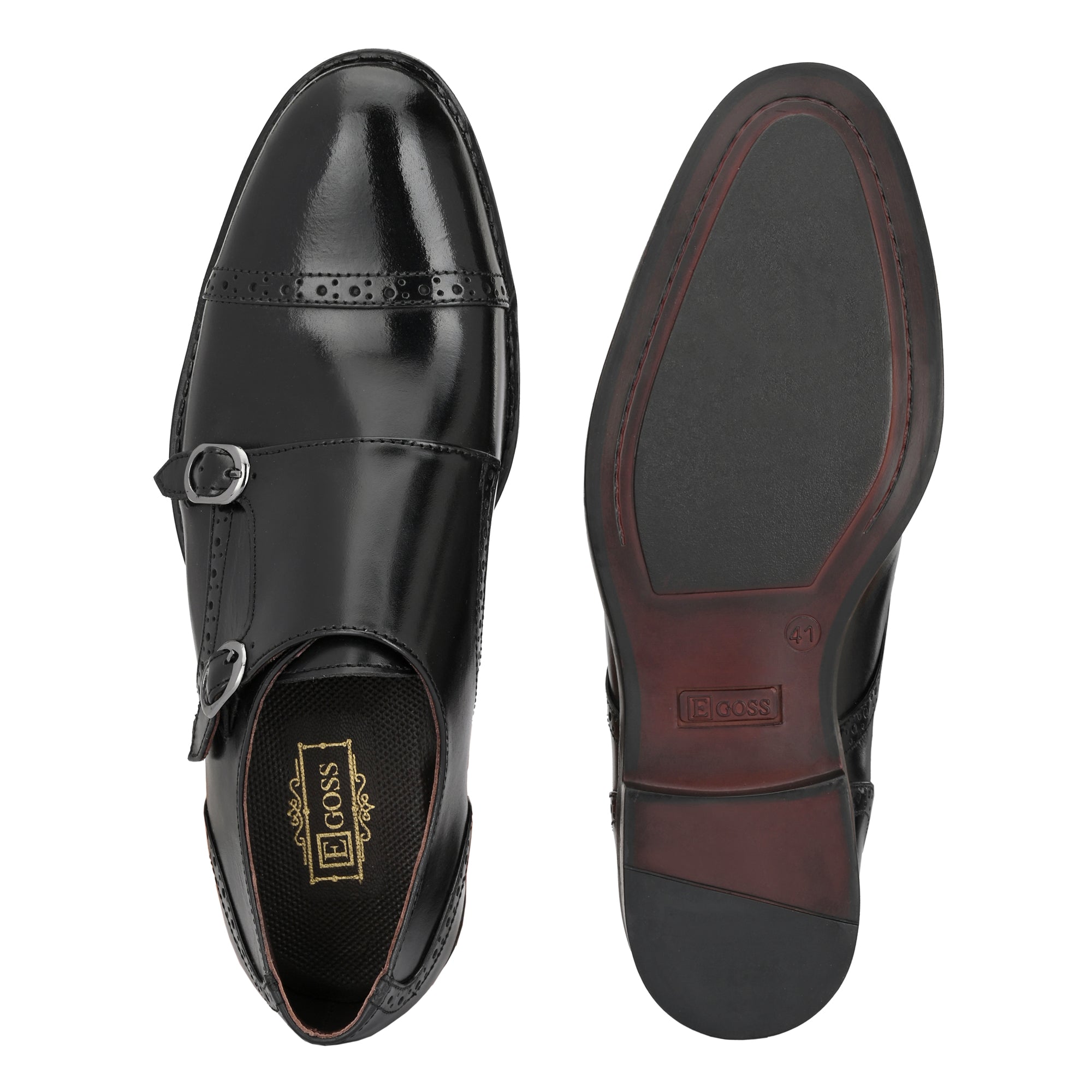 egoss-shoes Formal Leather Buckled Monk Shoes For Men - view 4