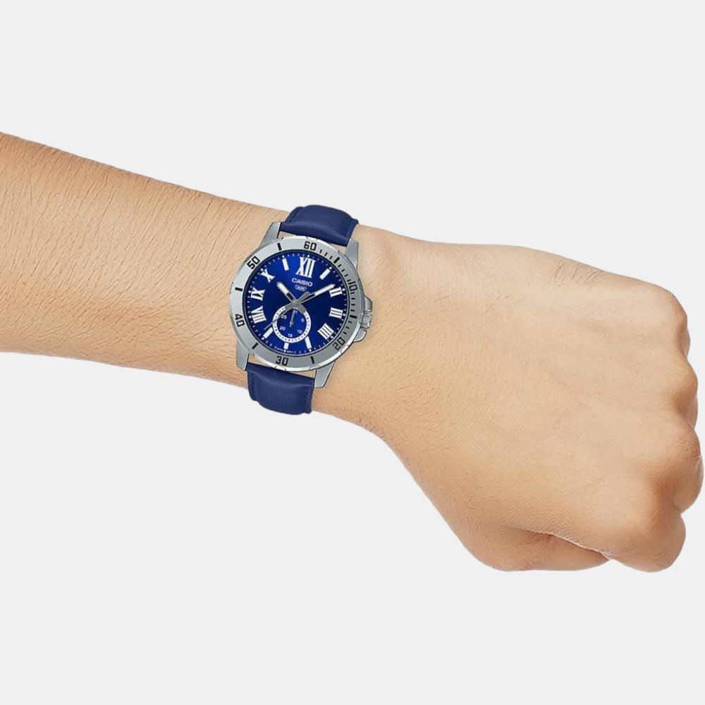Casio Enticer Men Quartz Blue Dial Chronograph Leather Watch A2073 - view 6