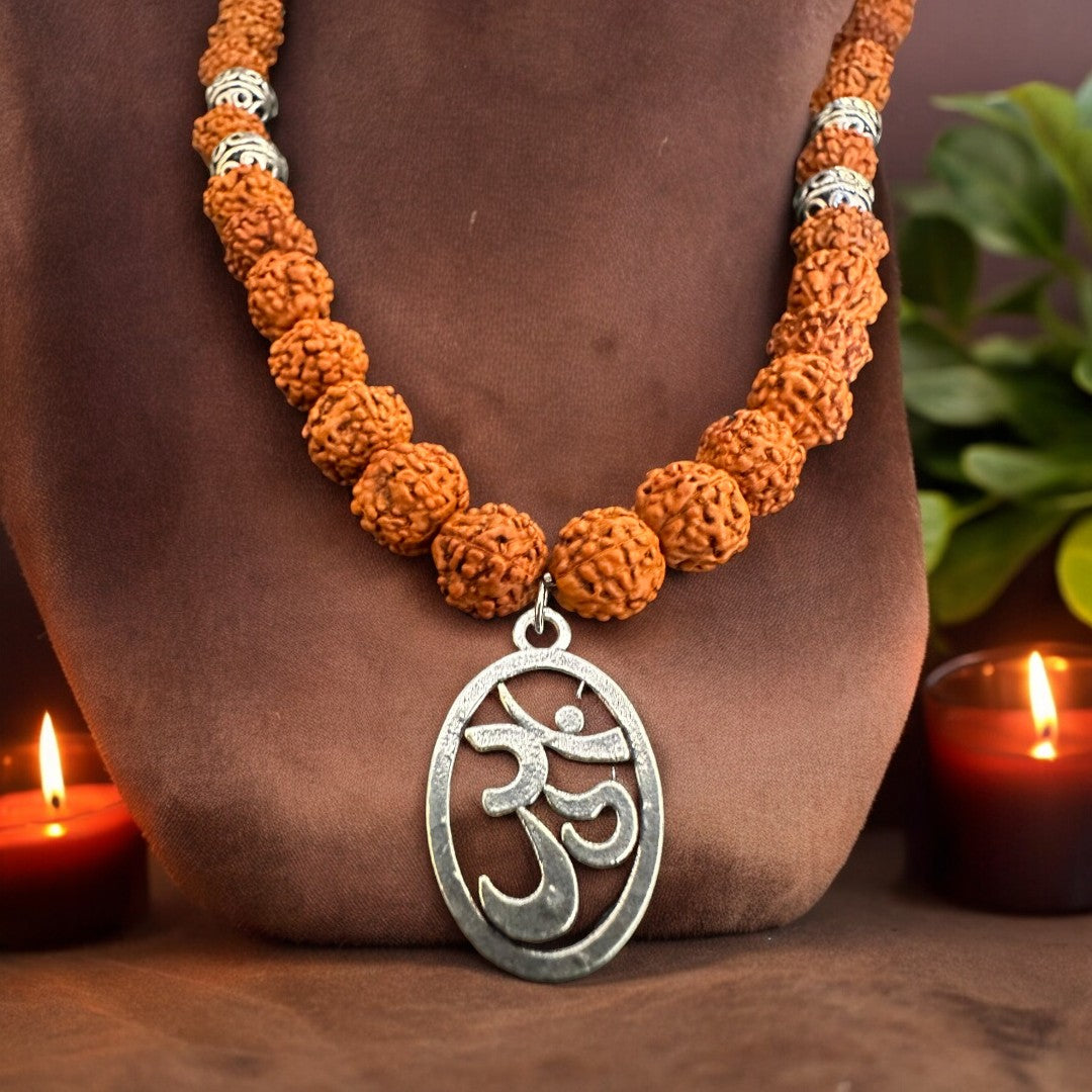 Soultheory Om Rudraksha Mala Silver Plate