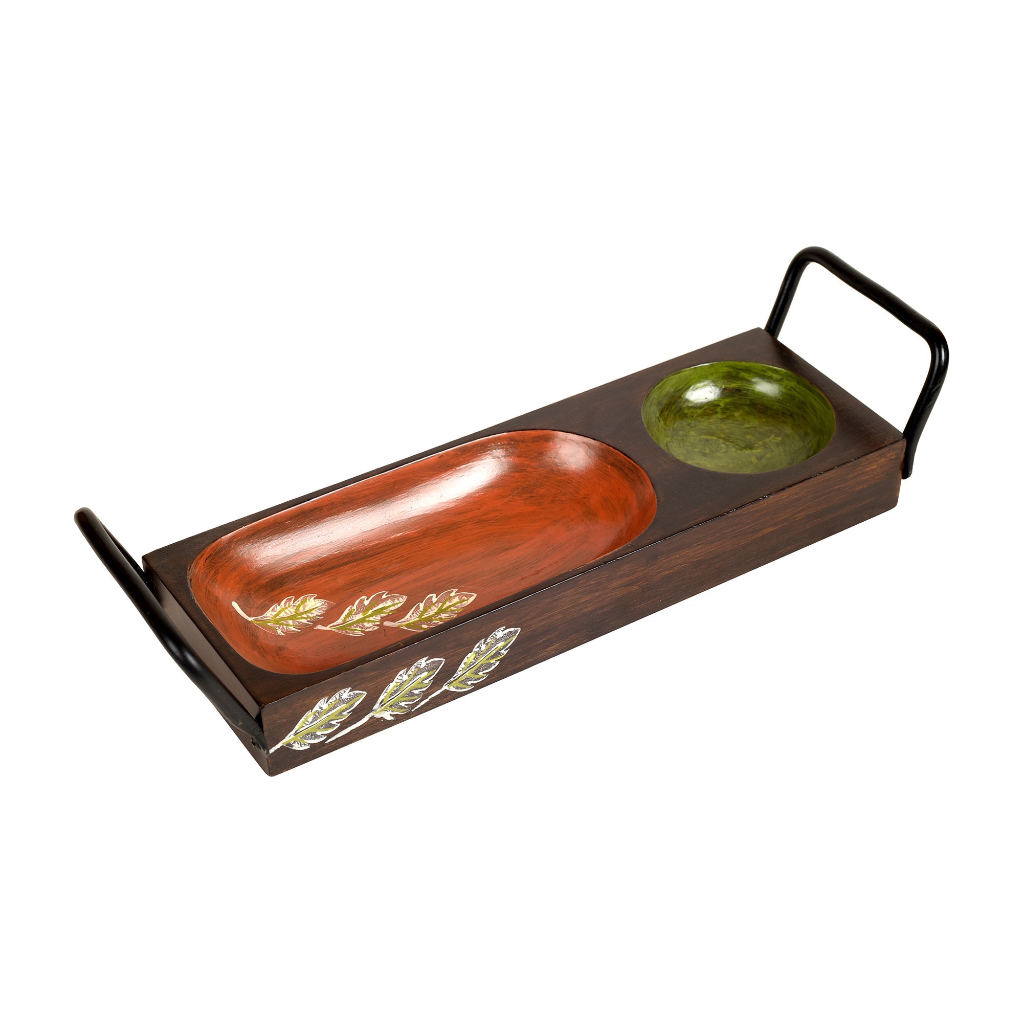 ART CREATIONS BY SUMAN SONTHALIA Brown - Chip n Dip Server with Sleek Metal Handle (13x4x3) - view 2