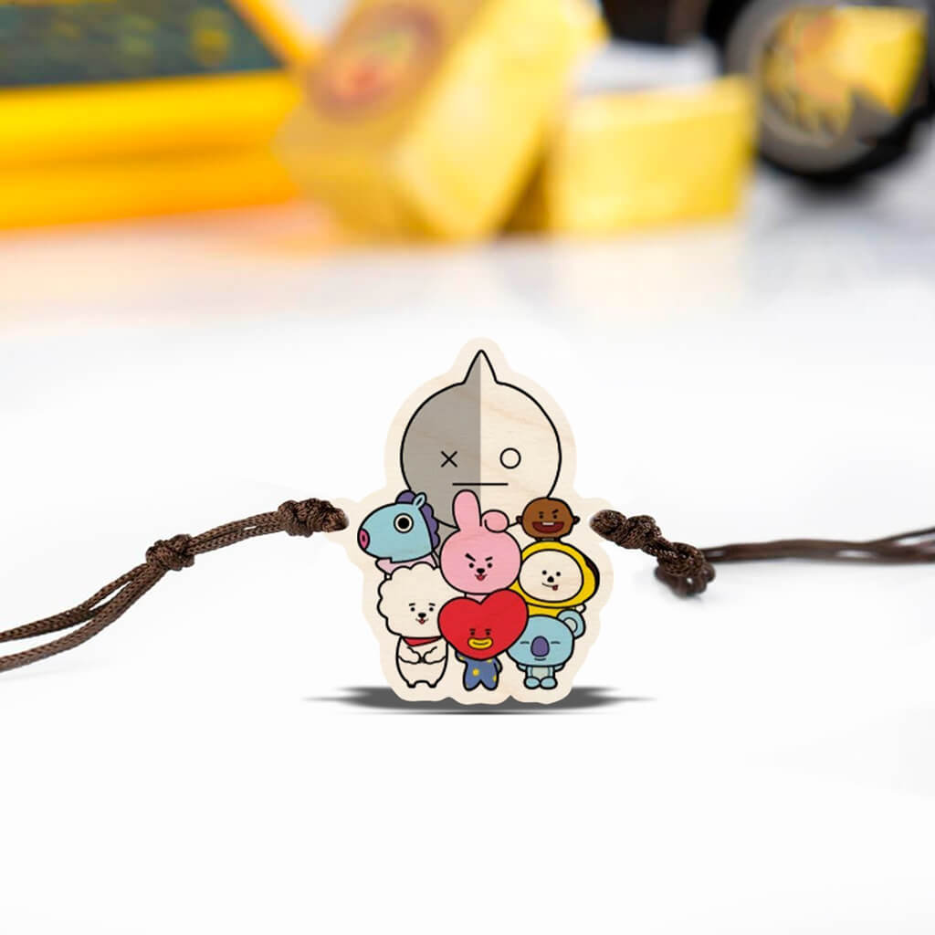 Bigsmall_cc BTS BT21 Wooden Rakhi