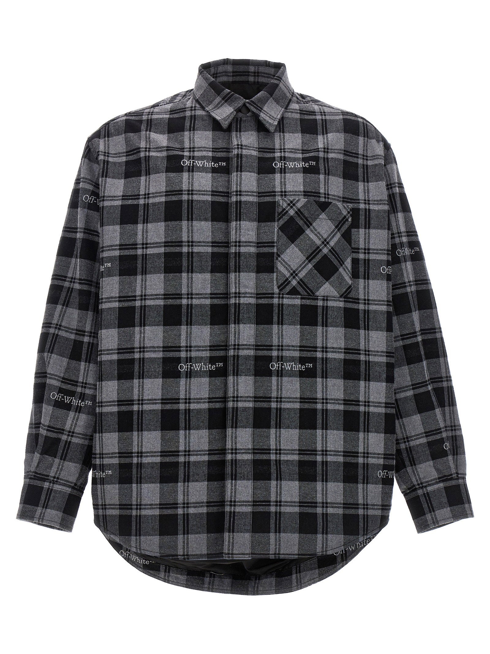 Off White Check Flannel Padded Jacket – 100% cotton