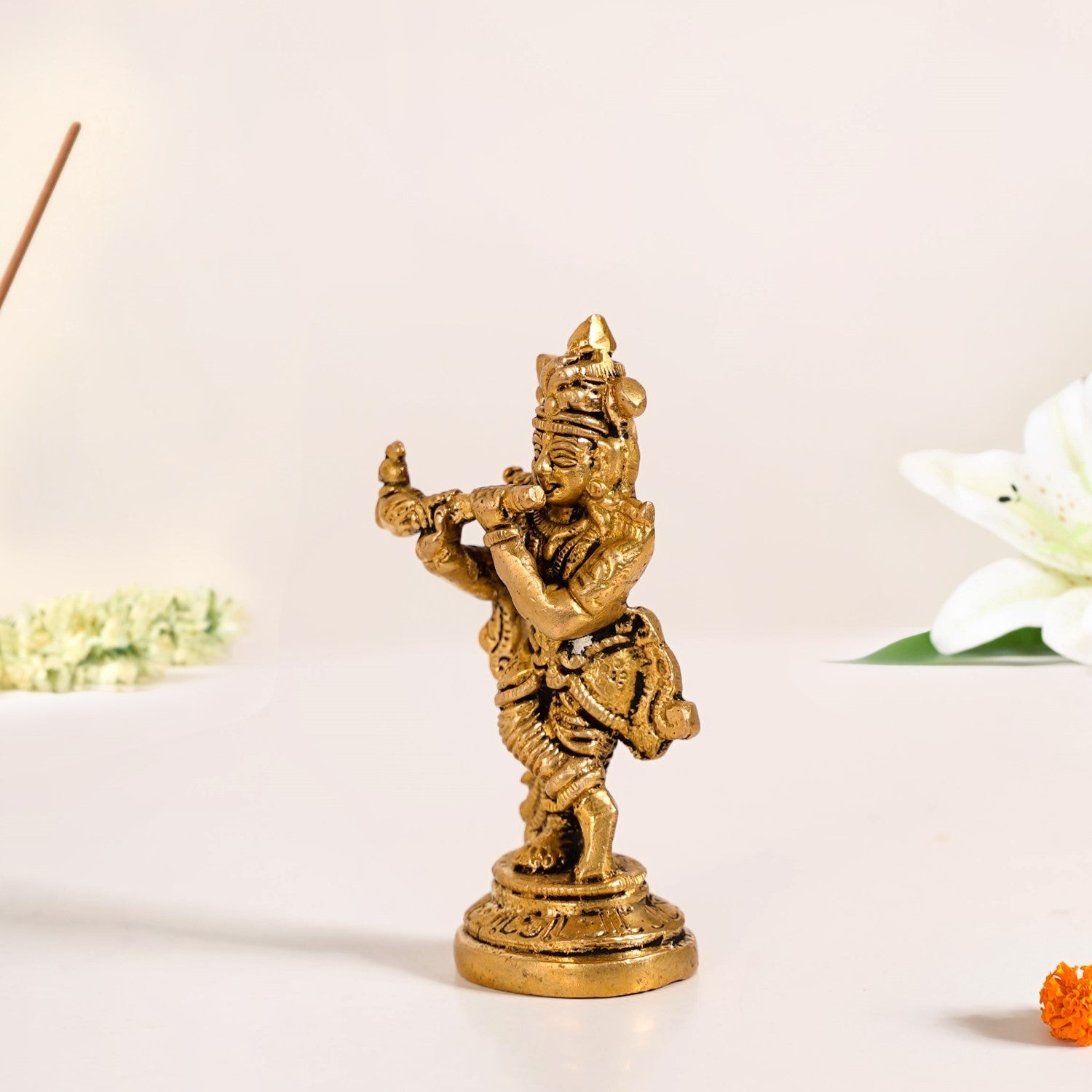 Nestasia Lord Krishna Playing Flute Pure Brass Statue - view 3
