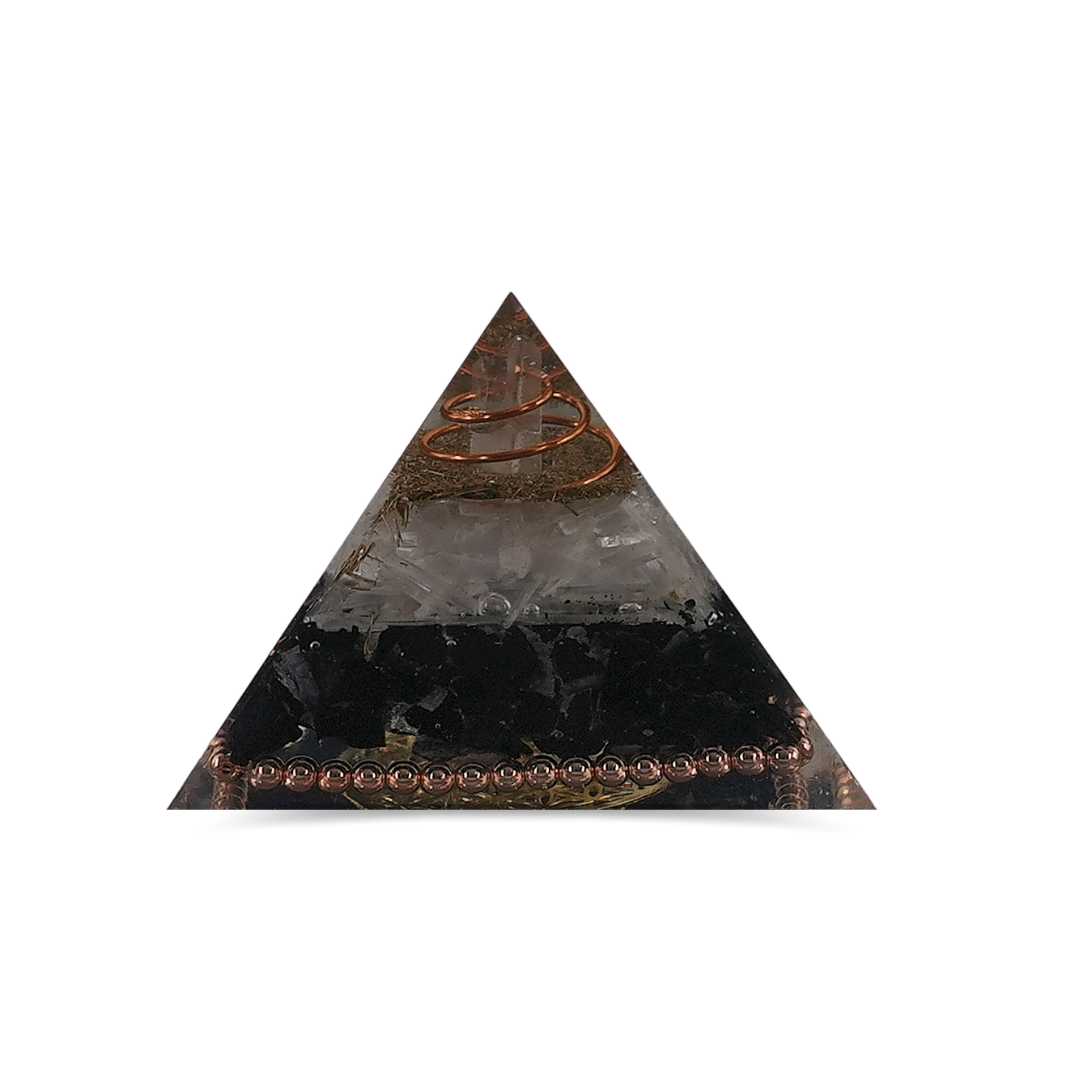Gemsmantra Black Tourmaline & Selenite Orgonite Pyramid/Orgone Pyramid - view 4