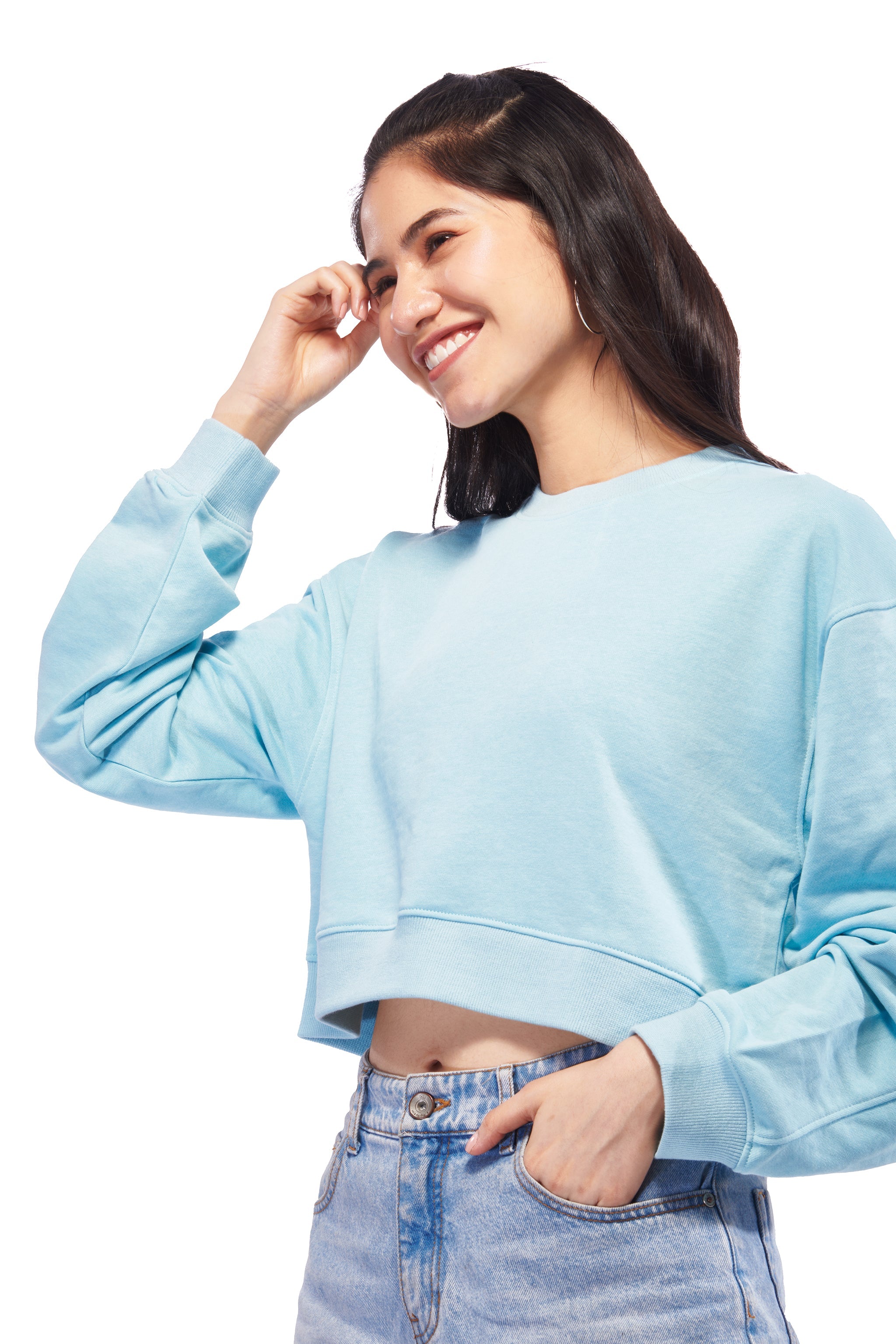 VSCO Blue Oversized Crop Sweatshirt - view 2