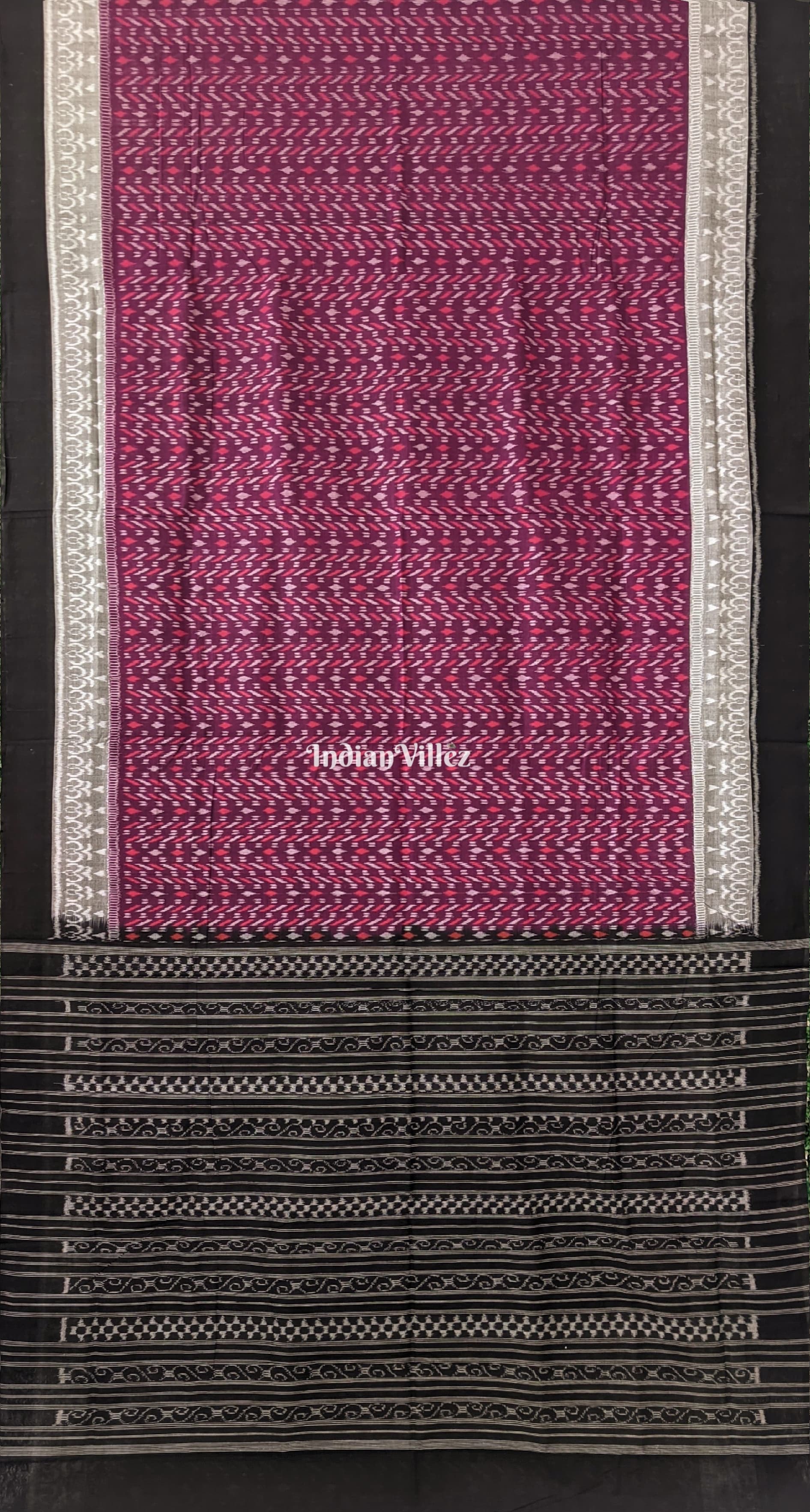 IndianVillèz Wine Pure Sambalpuri Cotton Saree