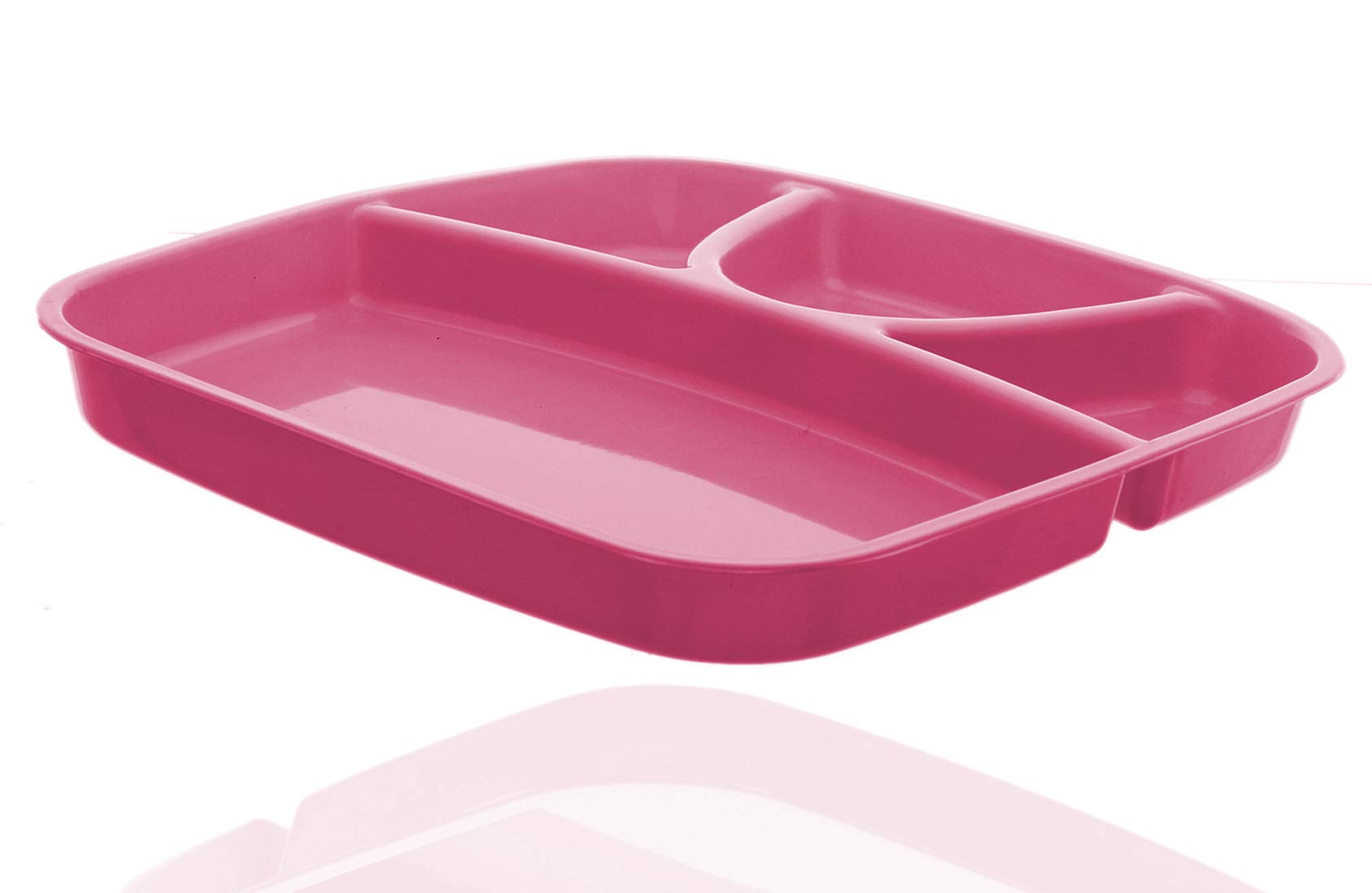 Kuber Industries 4 Pieces Microwave Safe Plastic Food Plate with Partitions (Pink & Yellow) - CTKTC37563,Standard - view 6