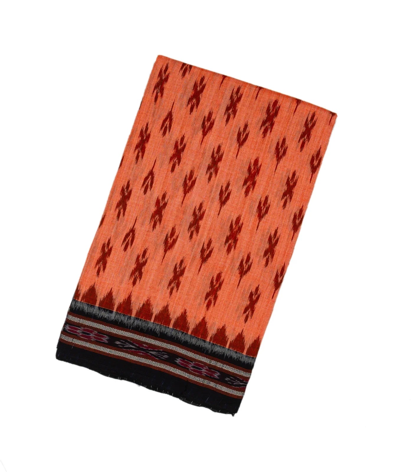 RmKV Peach Handloom Orissa Cotton Saree With Tie & Dye Floral Motifs