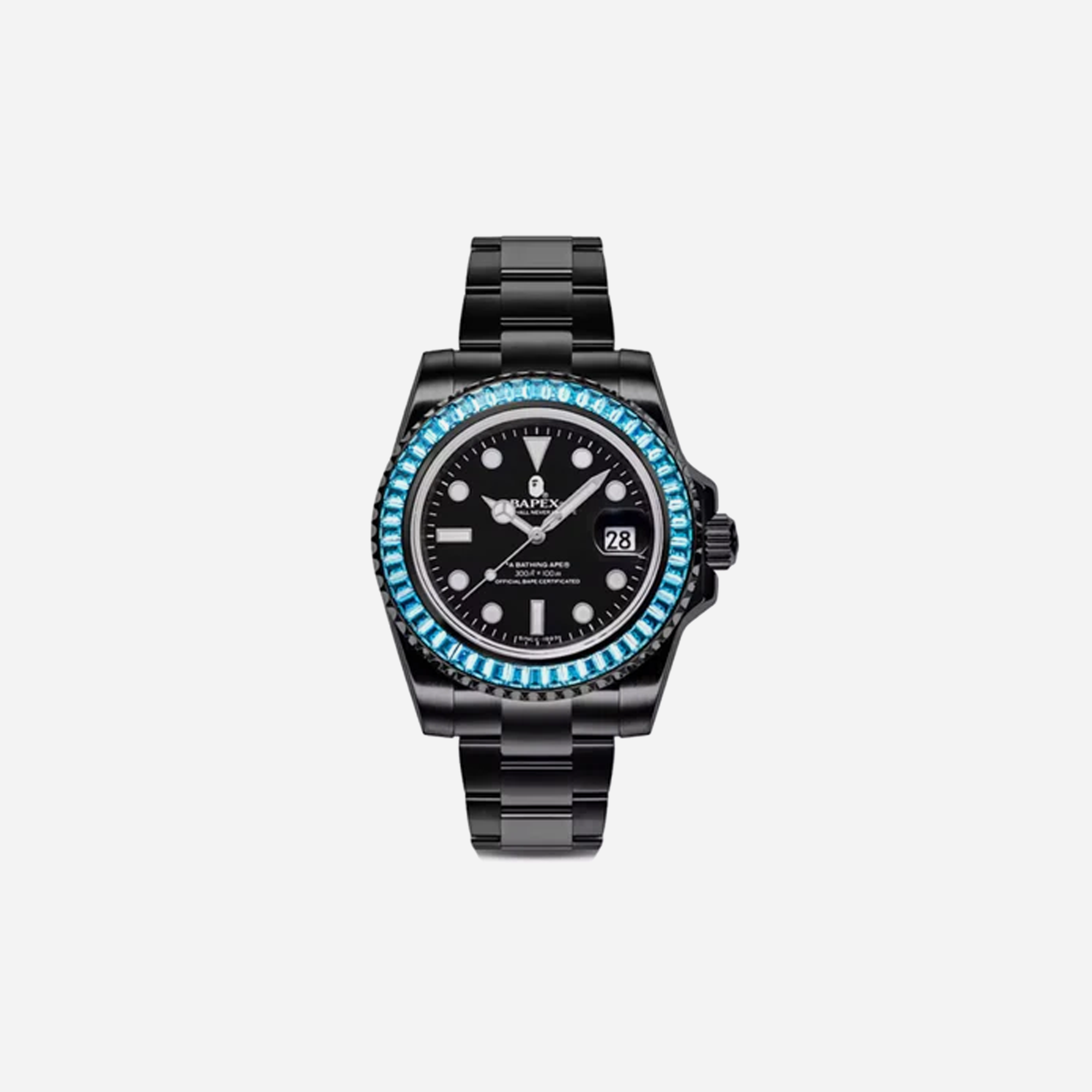 AAPE BY BATHING APE Bape Type 1 Crystal Stone BAPEX Watch Green