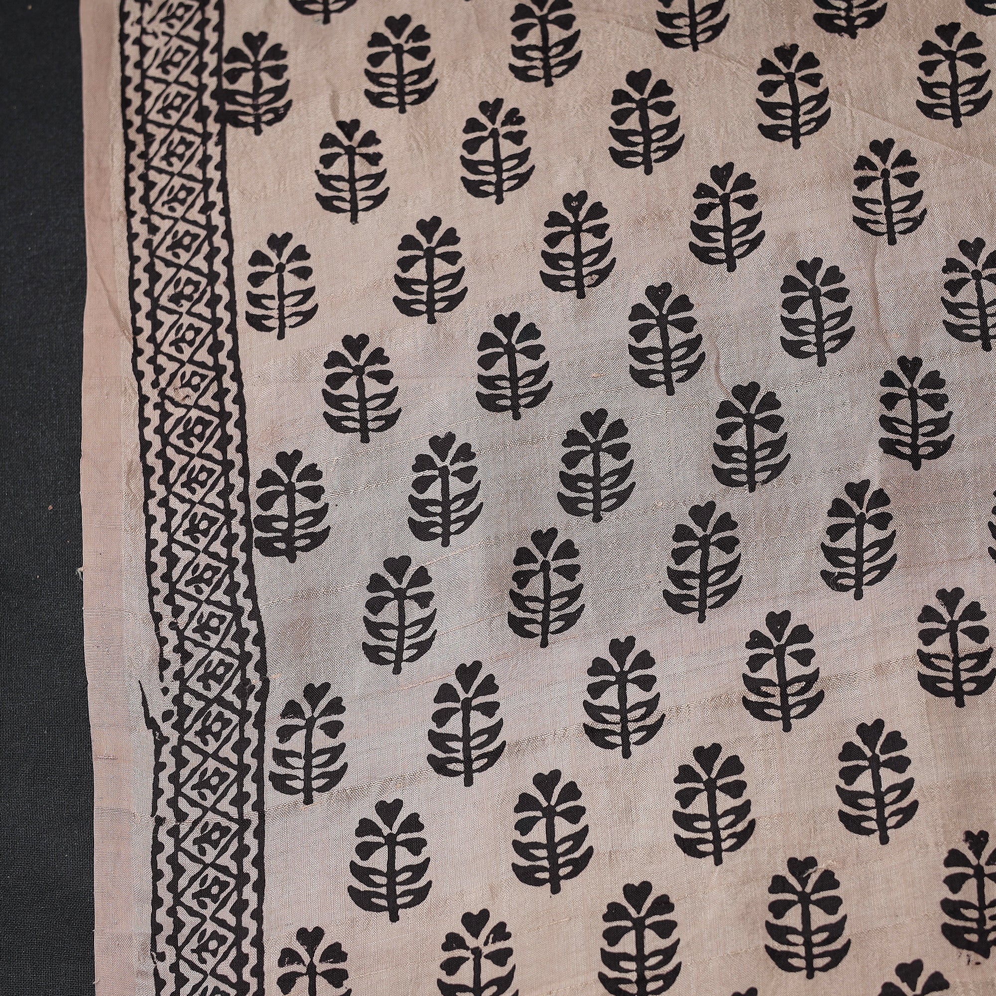 BAGH PRINTS BY UMAR FARUK KHATRI Beige - Mulberry Silk Bagh Print Fabric 06 - view 4