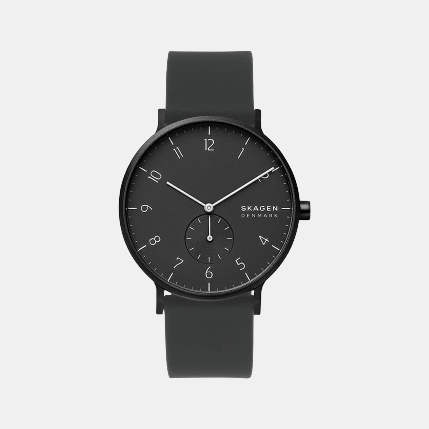 Skagen Aaren Kulor Men Quartz Black Dial Analog Silicone Watch SKW6544