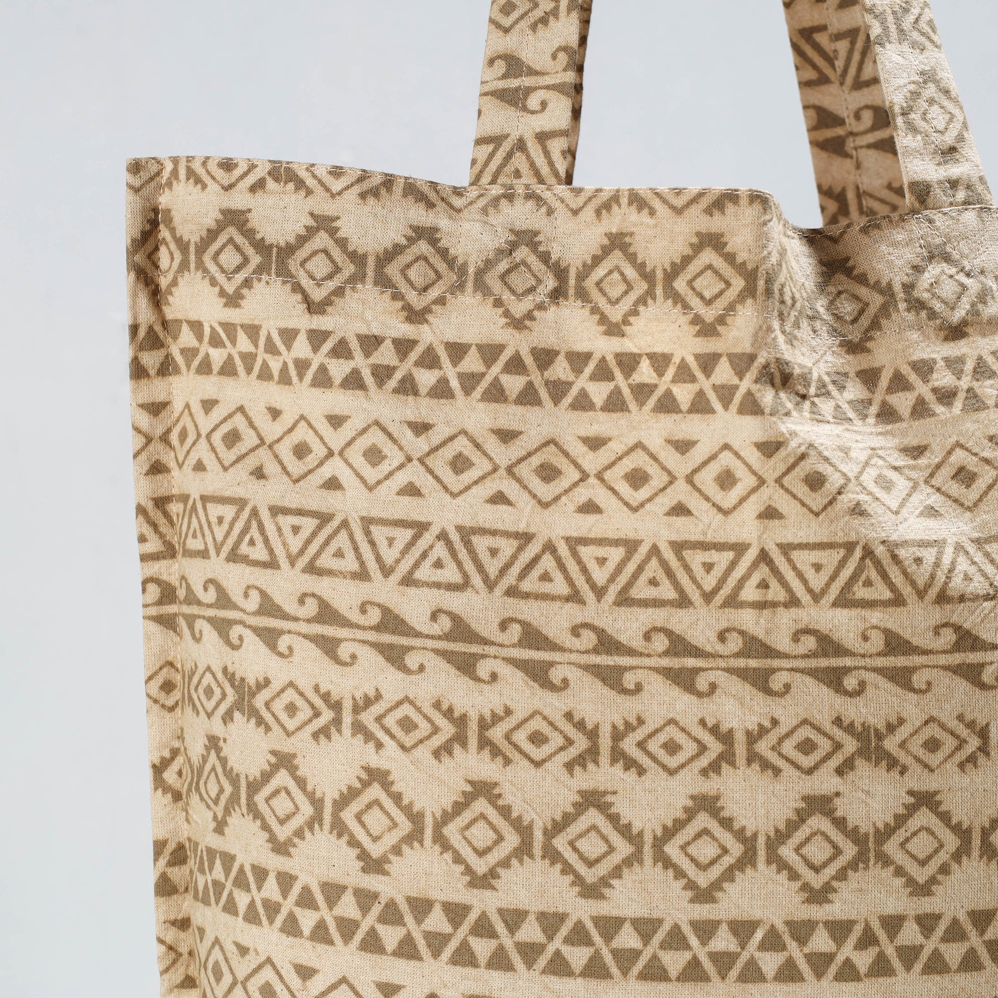 PITCHUKA SRINIVAS KALAMKARI PEDANA Beige - Pedana Kalamkari Block Printed Cotton Shopping Bag - view 2