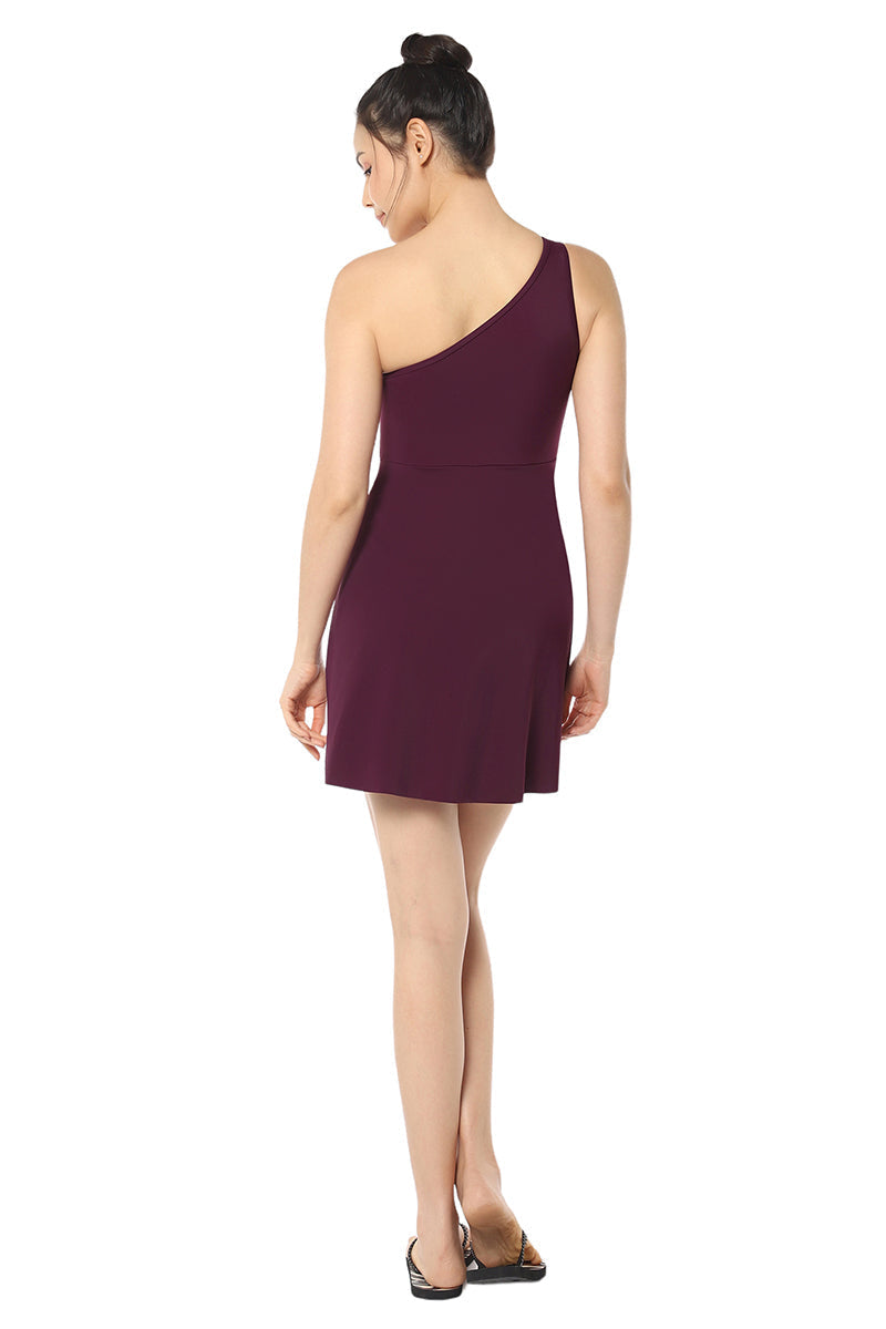 Amante One Shoulder Swim Dress - Chockeberry - view 4