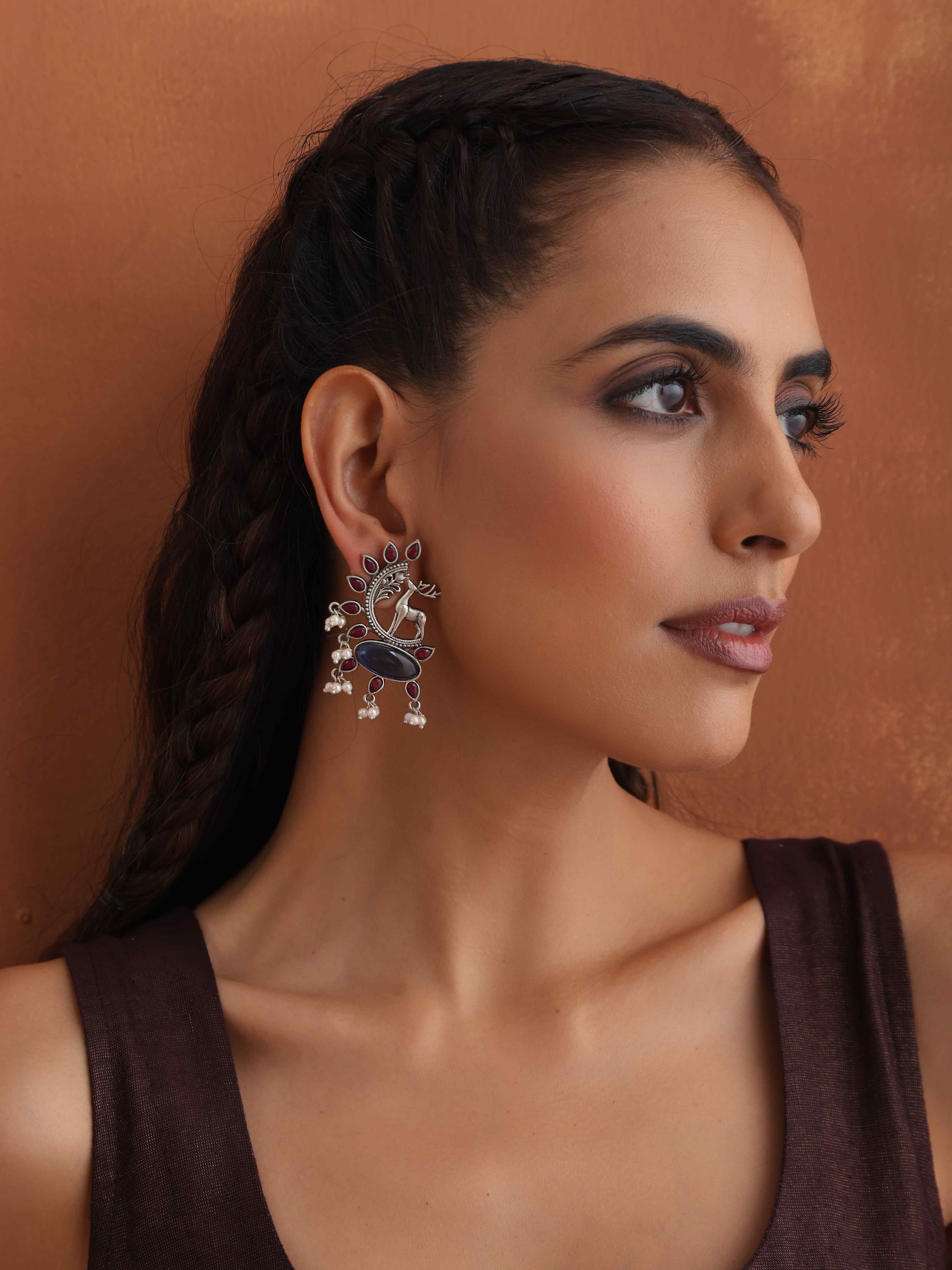 trueBrowns Silver Tone Pearl Drop Earrings - view 2