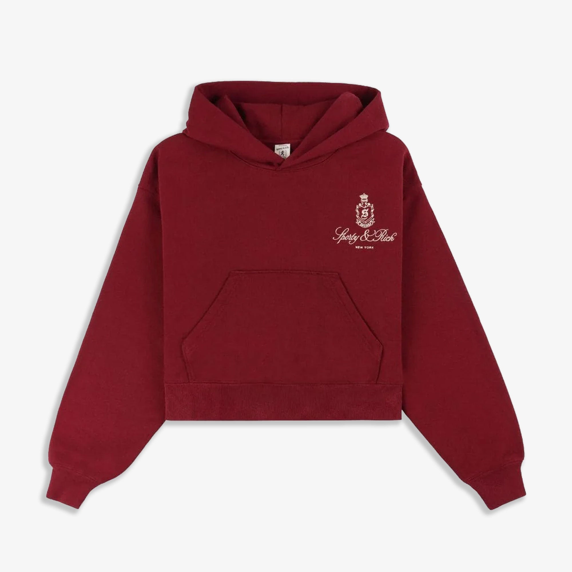 Sporty & Rich | Vendome Embroidered Cropped Hoodie { Red - view 3