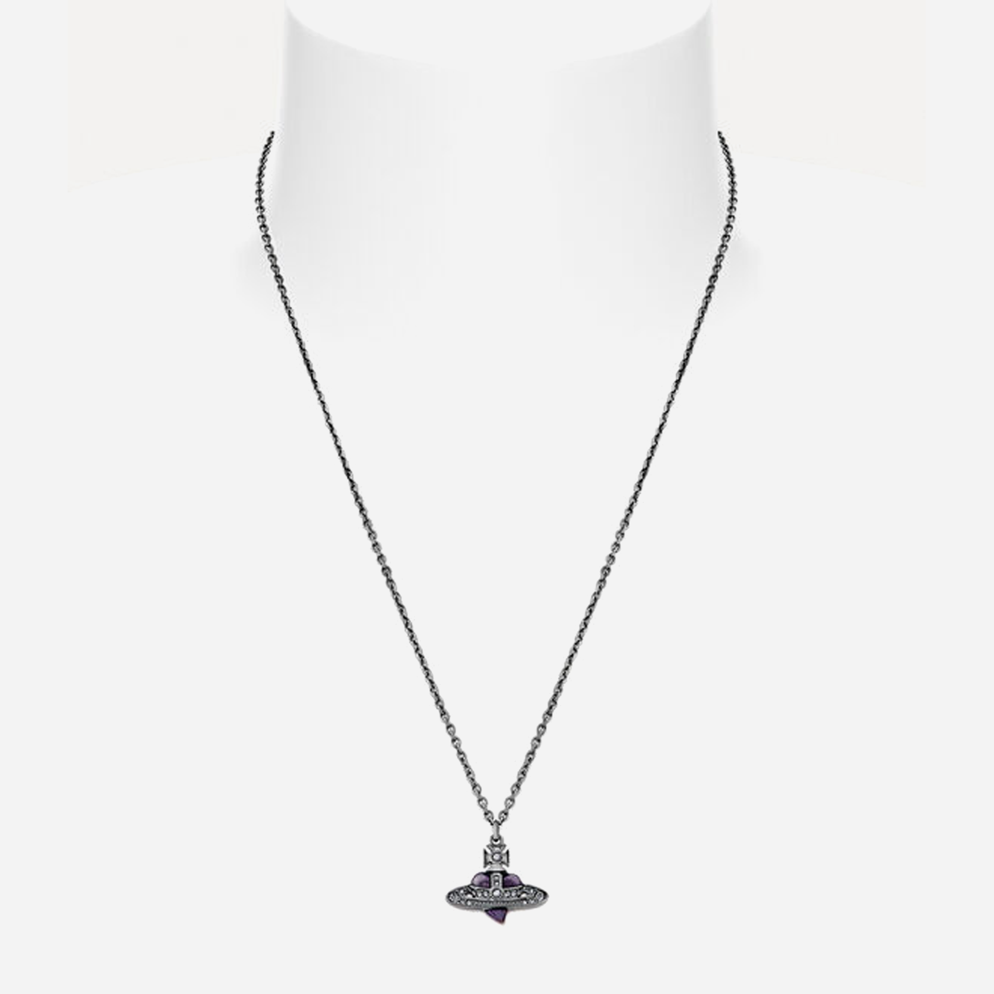 Vivienne Westwood Man. Diamante Heart Pendant Necklace - view 2