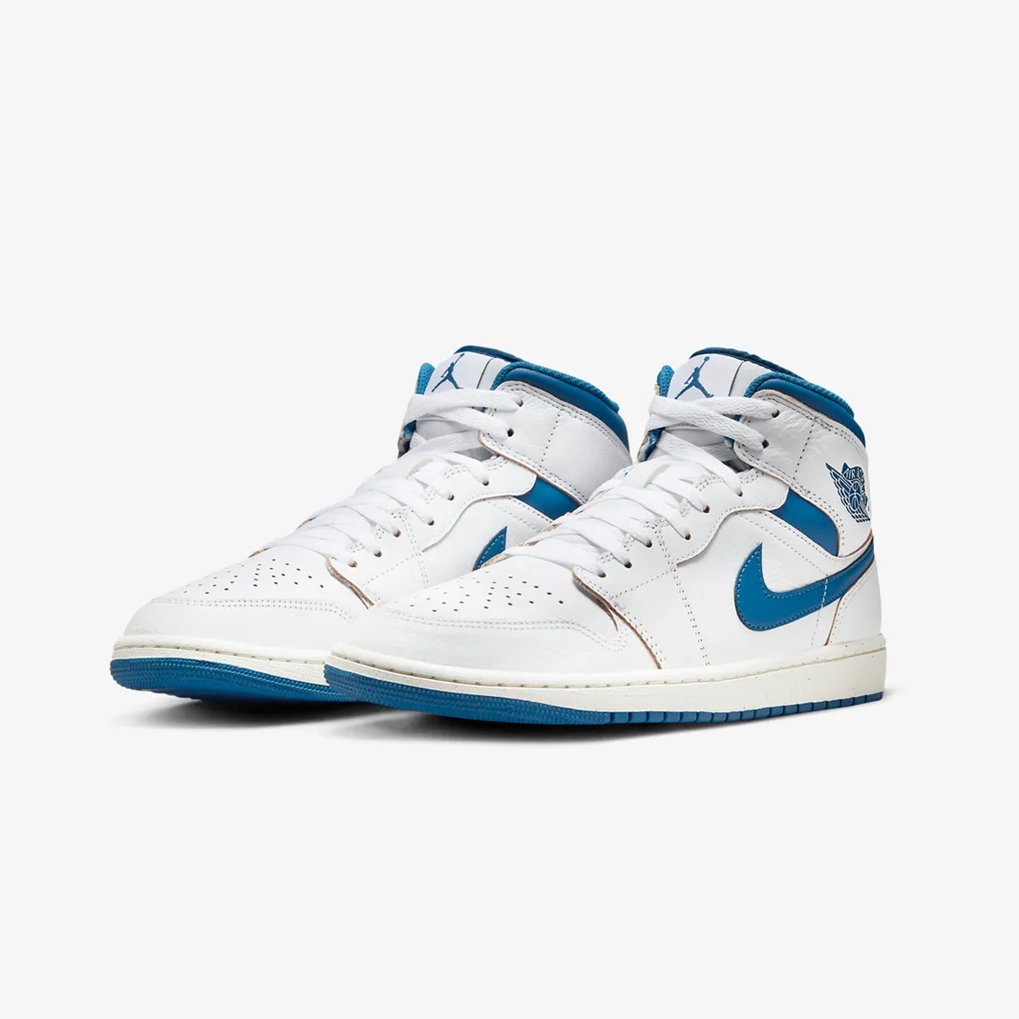 Jordan | AIR JORDAN 1 MID SE { WHITE/INDUSTRIAL BLUE-SAIL - view 2