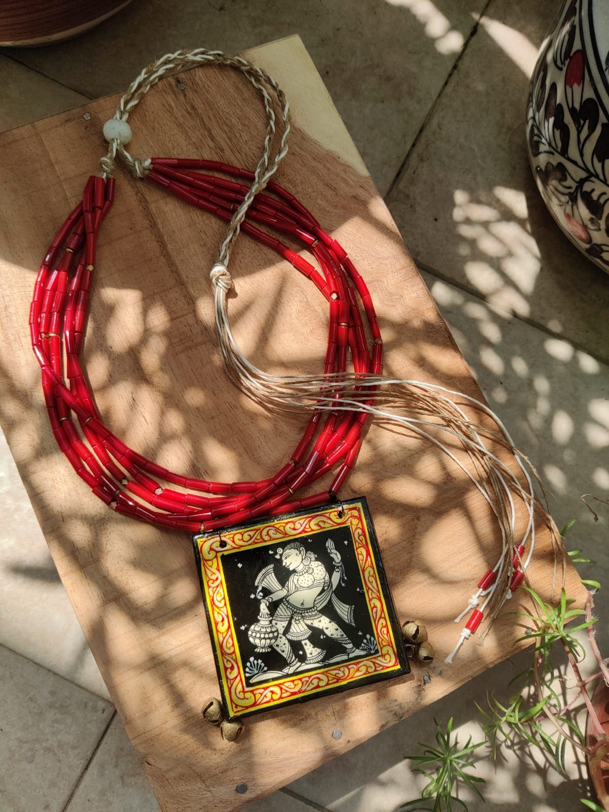 Madhukari Nartaki Pattachitra Hand-painted Natural Necklace