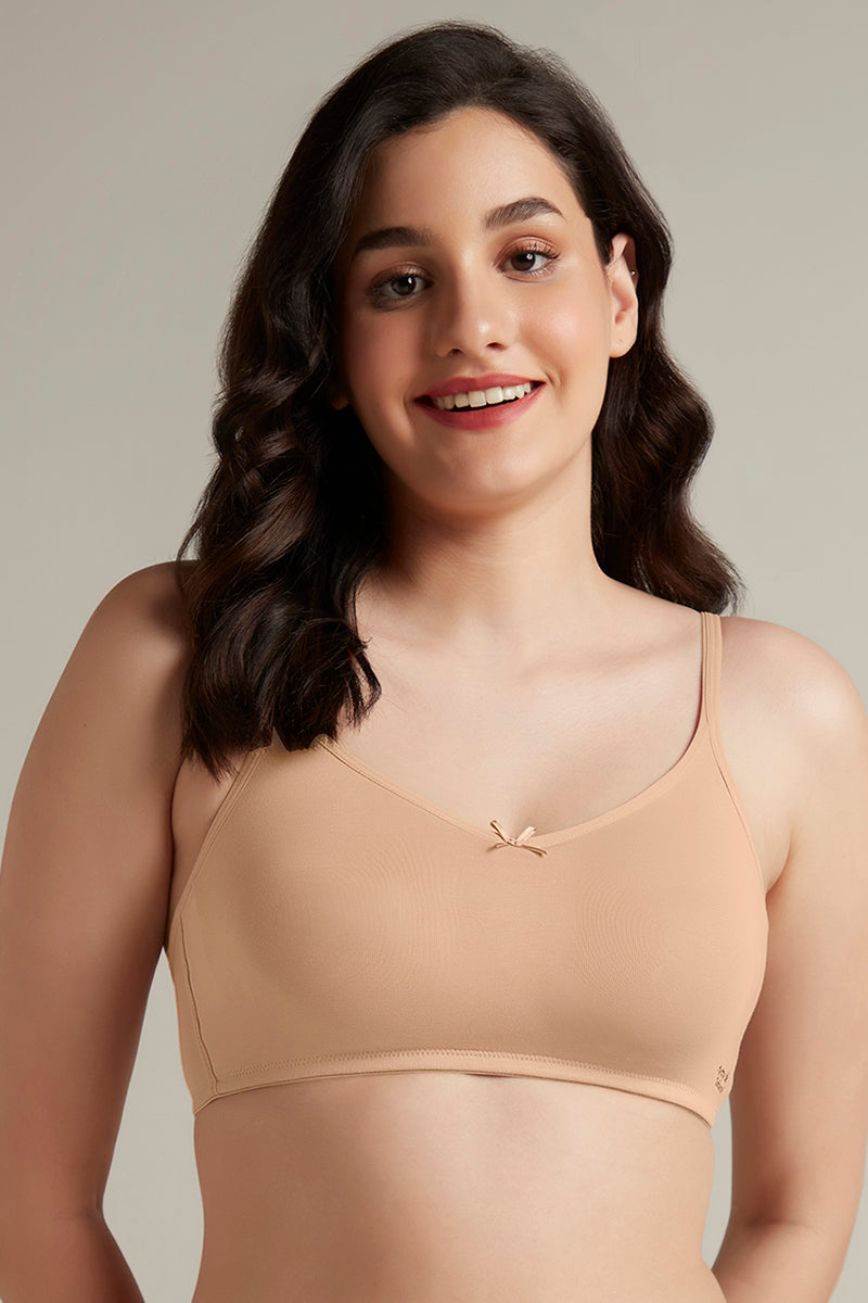 Amante Daily Support Non Padded Non-Wired Cotton Bra - Sandalwood