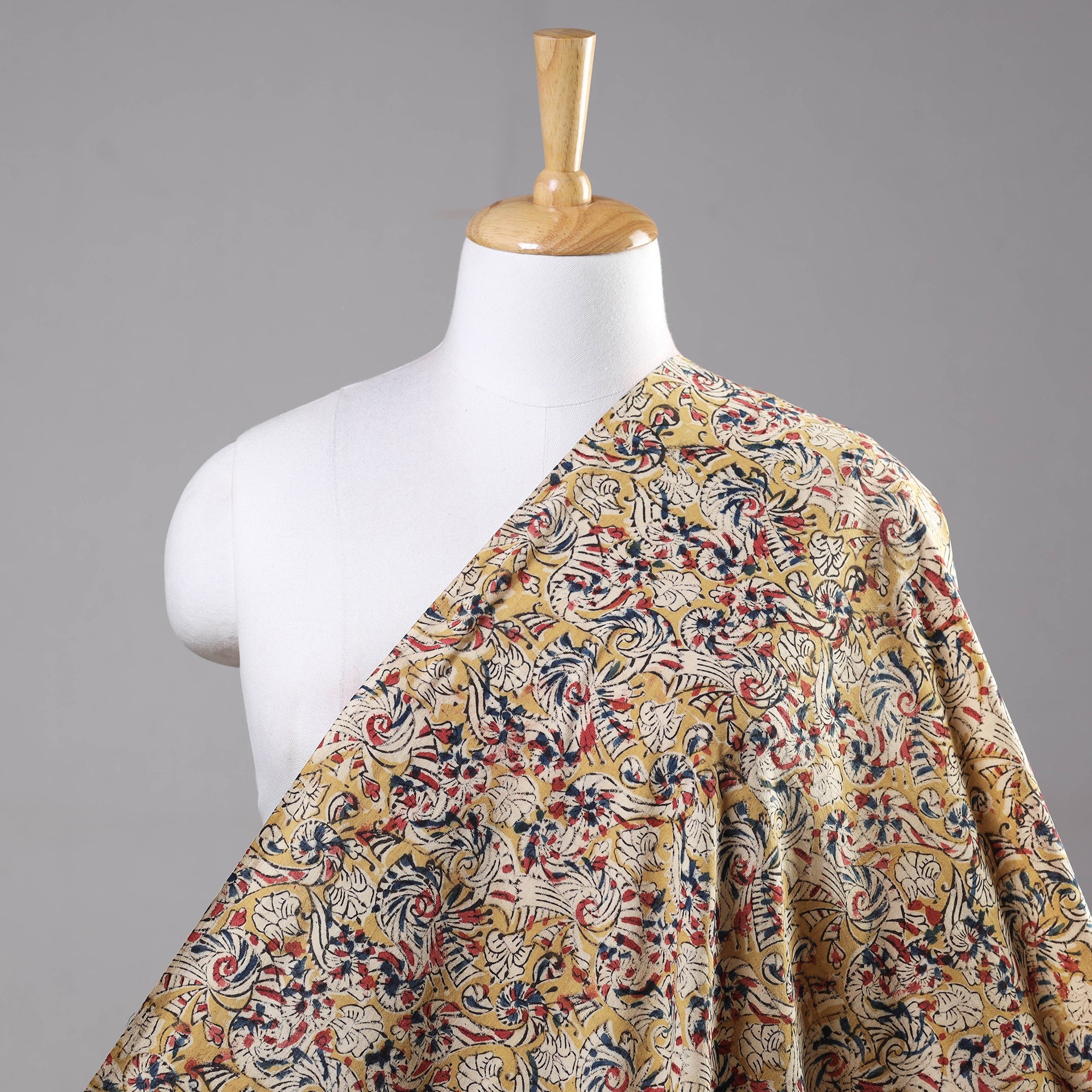 SOUTH KARGHA Beige - Kalamkari Hand Block Printed Cotton Fabric