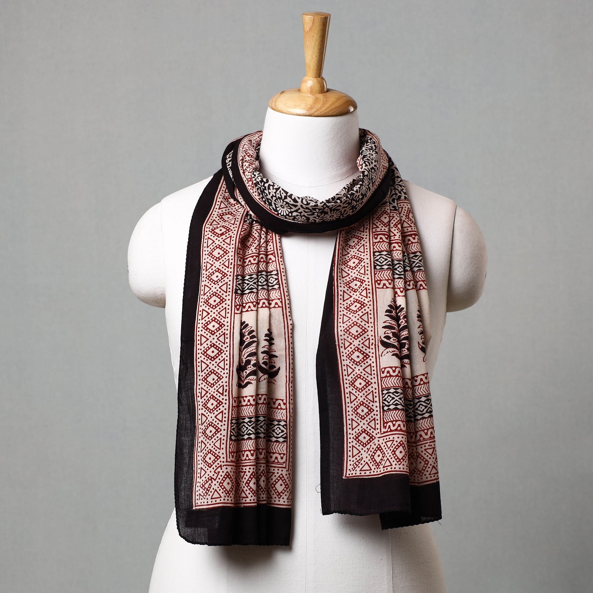 BAGH PRINTS BY MOHAMMED BILAL KHATRI Black - Bagh Hand Block Printed Cotton Stole