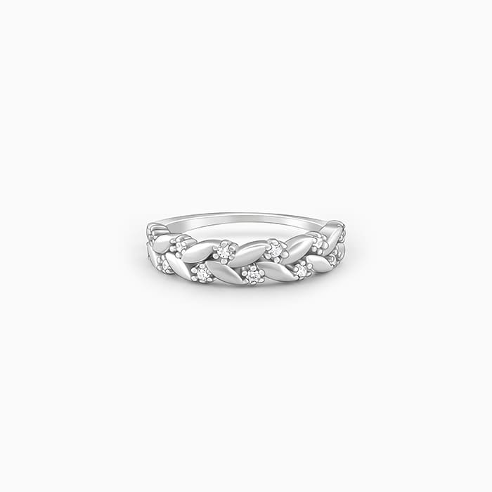 GIVA Jewellery Silver Woven Leaf Ring