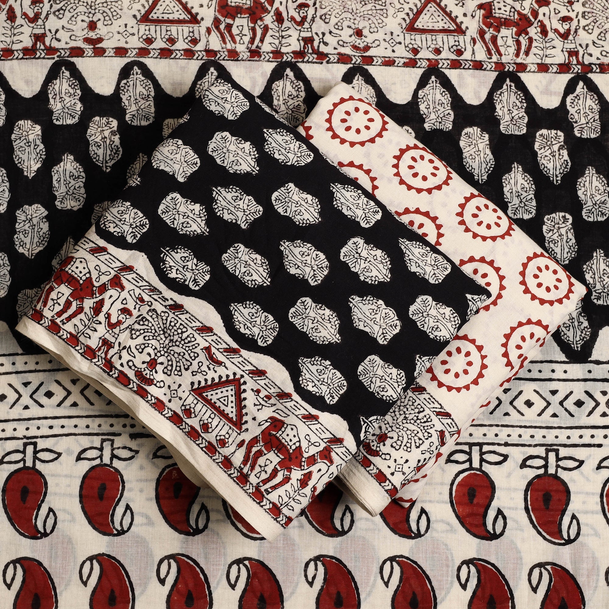 ARTISAN HAND BLOCK PRINTS Black - 3pc Block Print Cotton Bagru Dress Material 56 - view 2